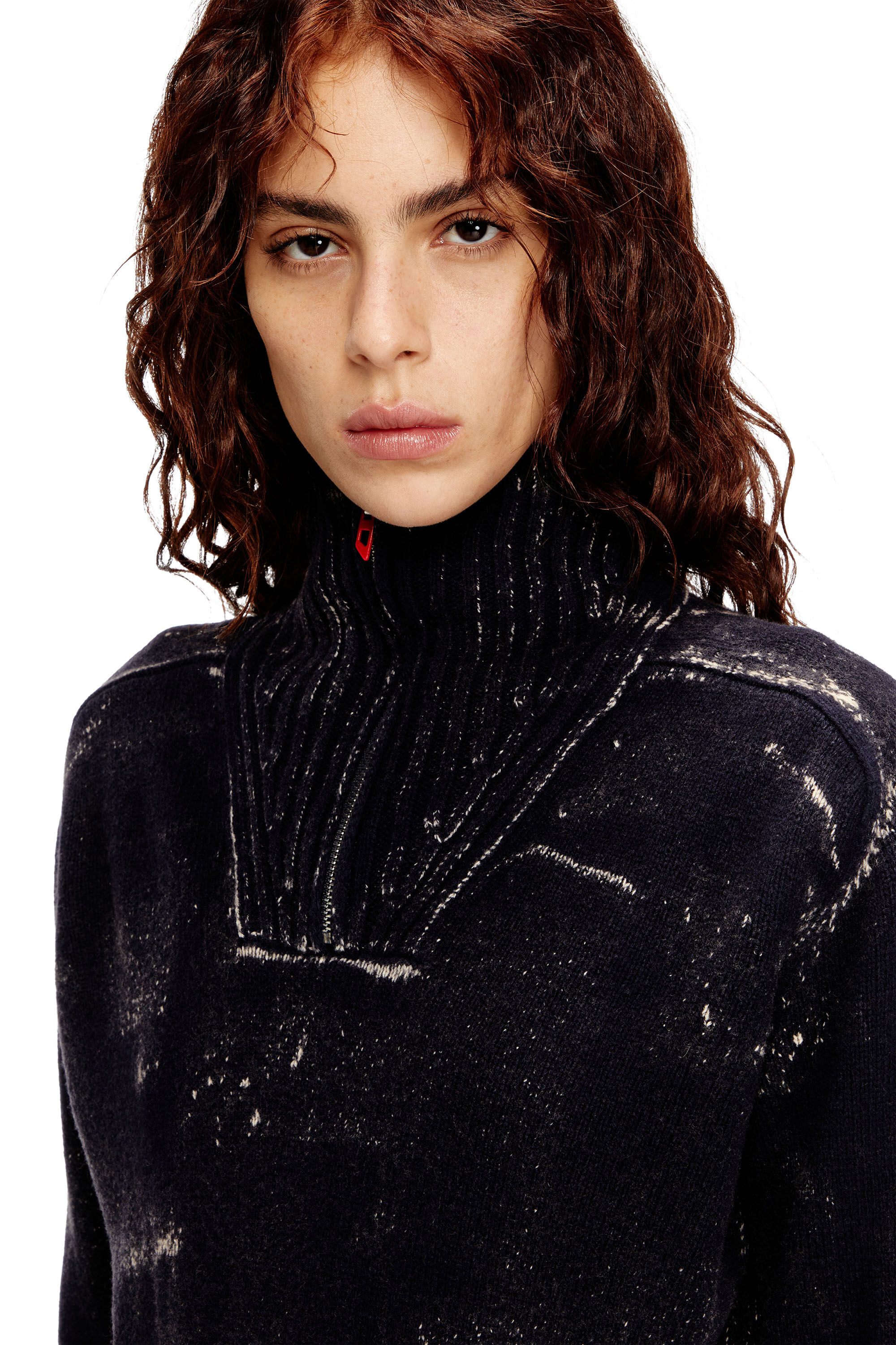 Diesel - M-MARCELLE, Woman's Midi dress in treated wool-blend knit in Black - 5