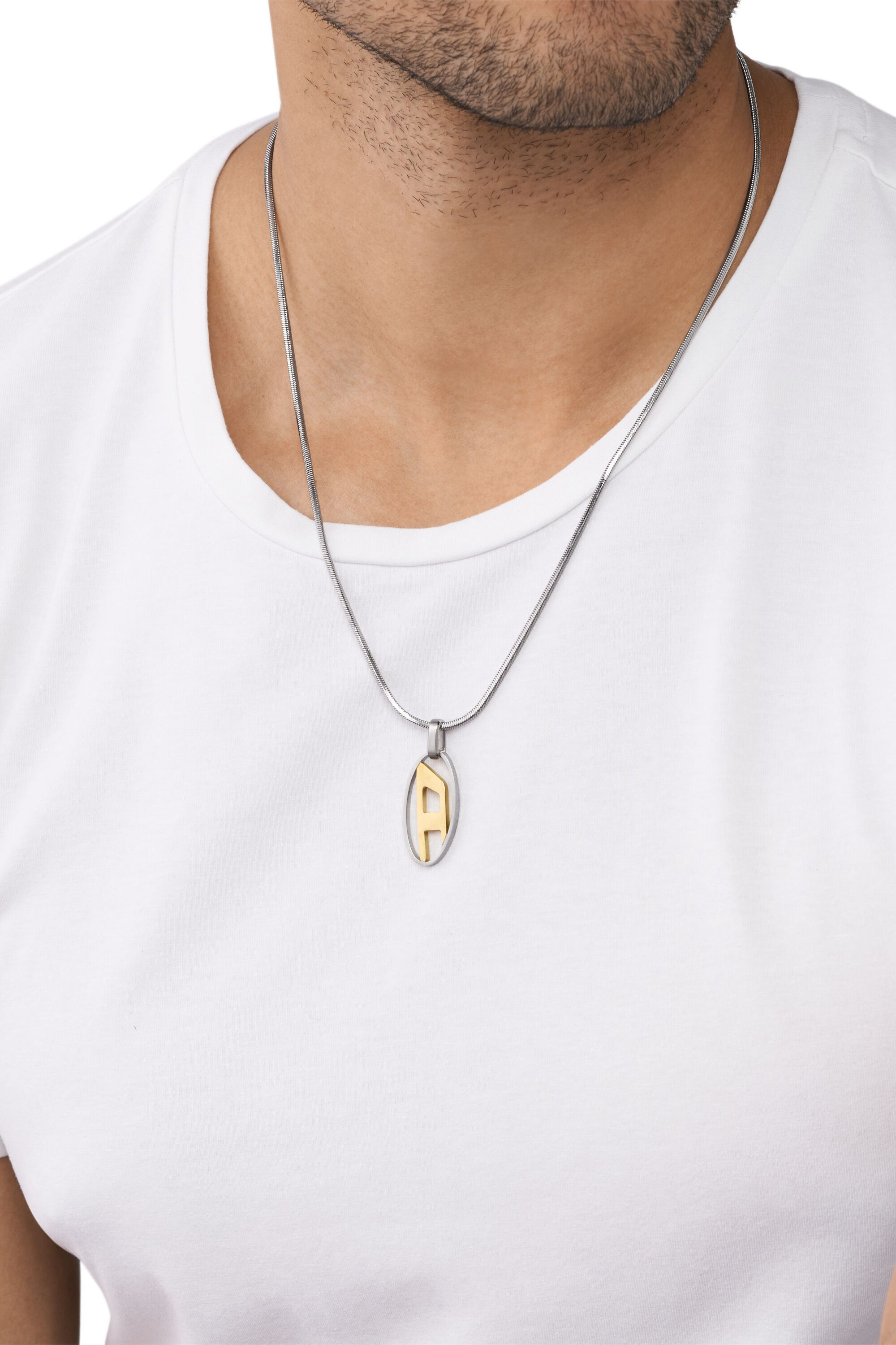Women's Two-Tone Stainless Steel Pendant Necklace | Silver