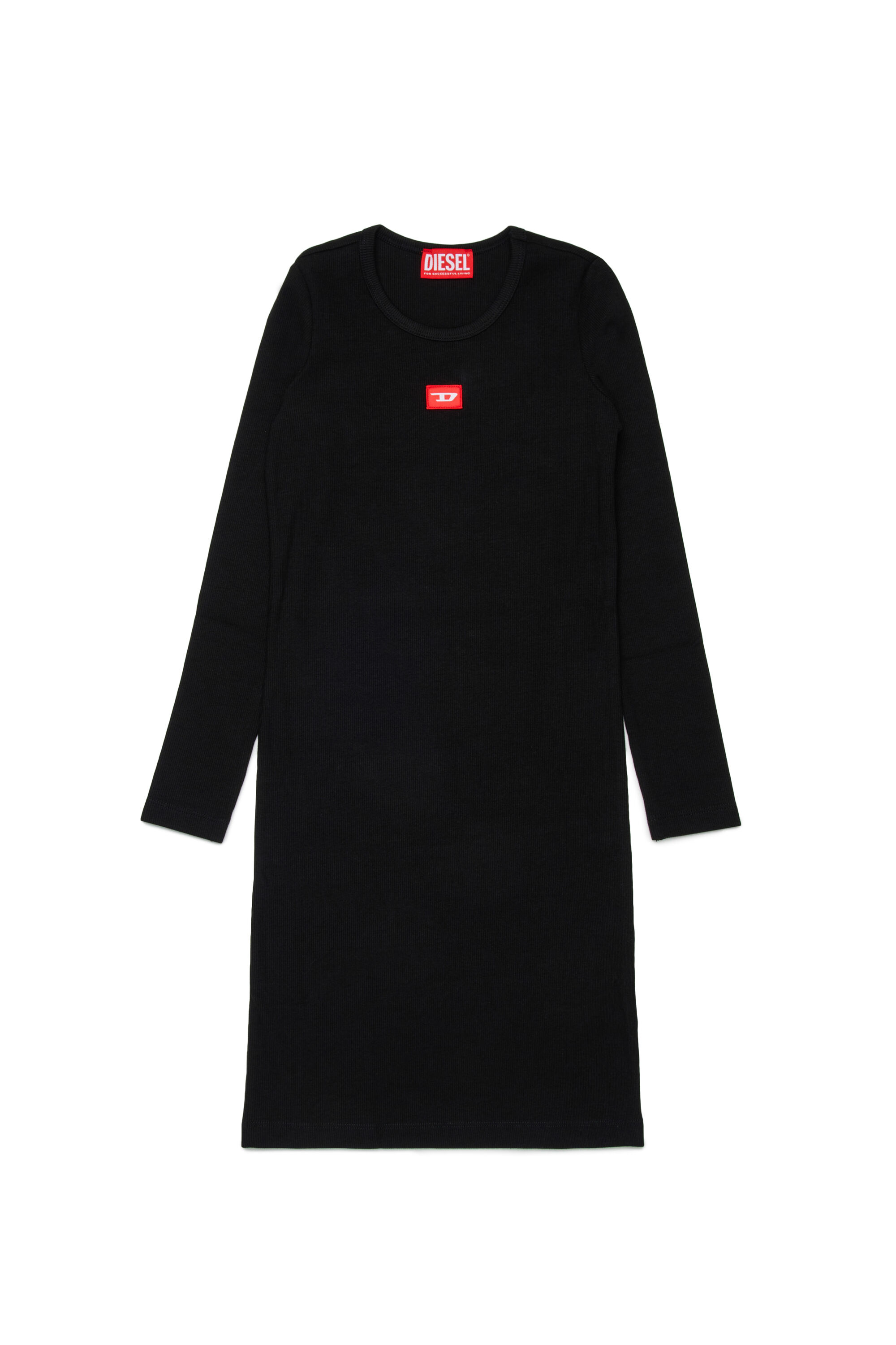 Diesel - DEBRA, Woman's Cotton dress with logo print in Black - 1