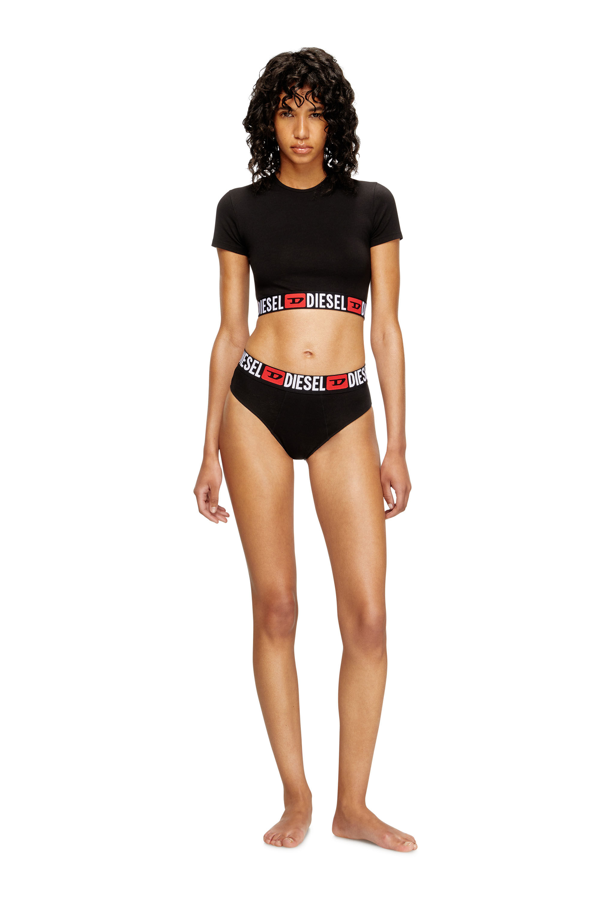 Women's Cropped top with logo band | Black | Diesel {{Country}}