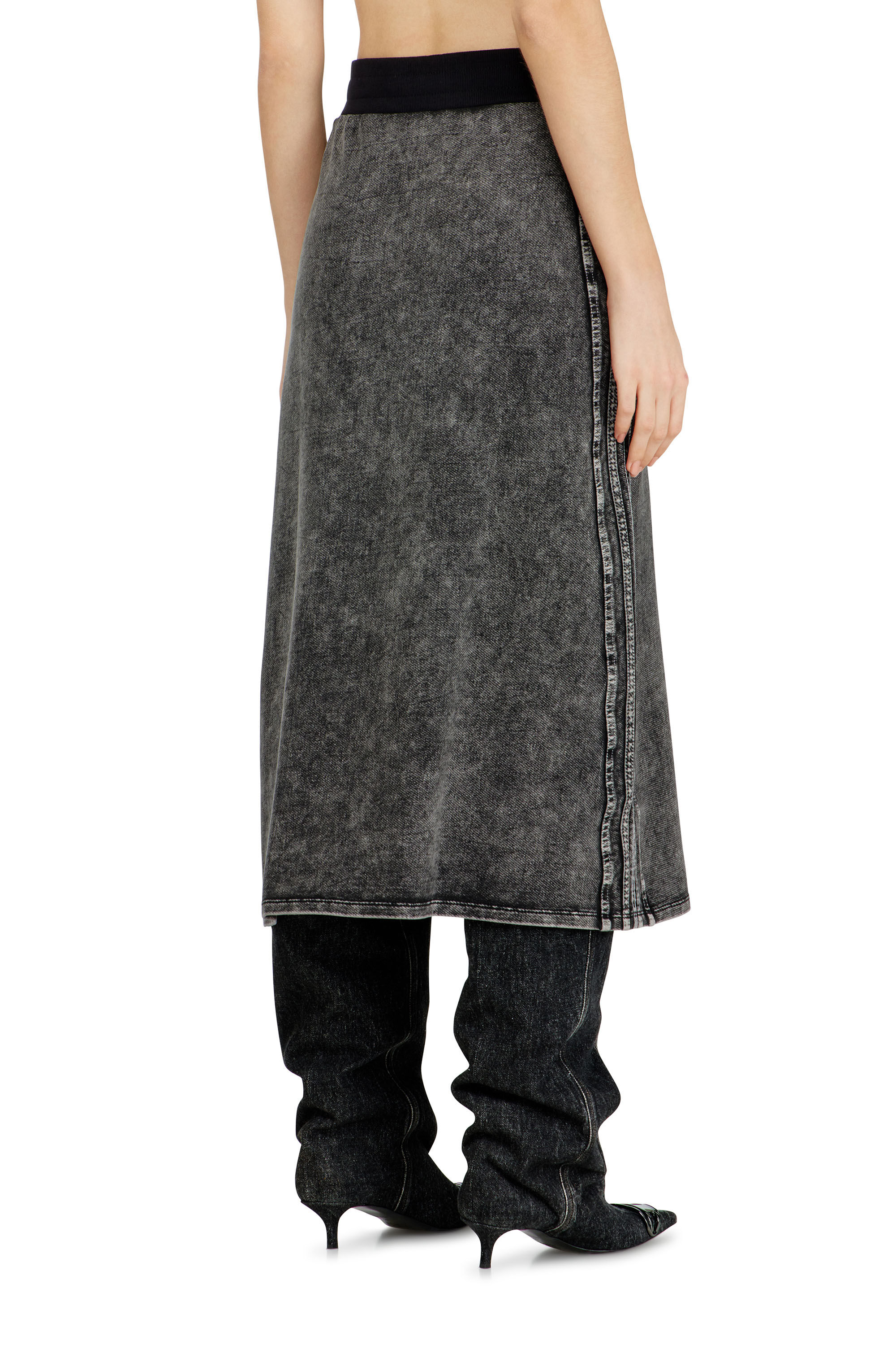 Diesel - O-ERMY, Woman's Fleece cotton skirt with side bands in null - 4