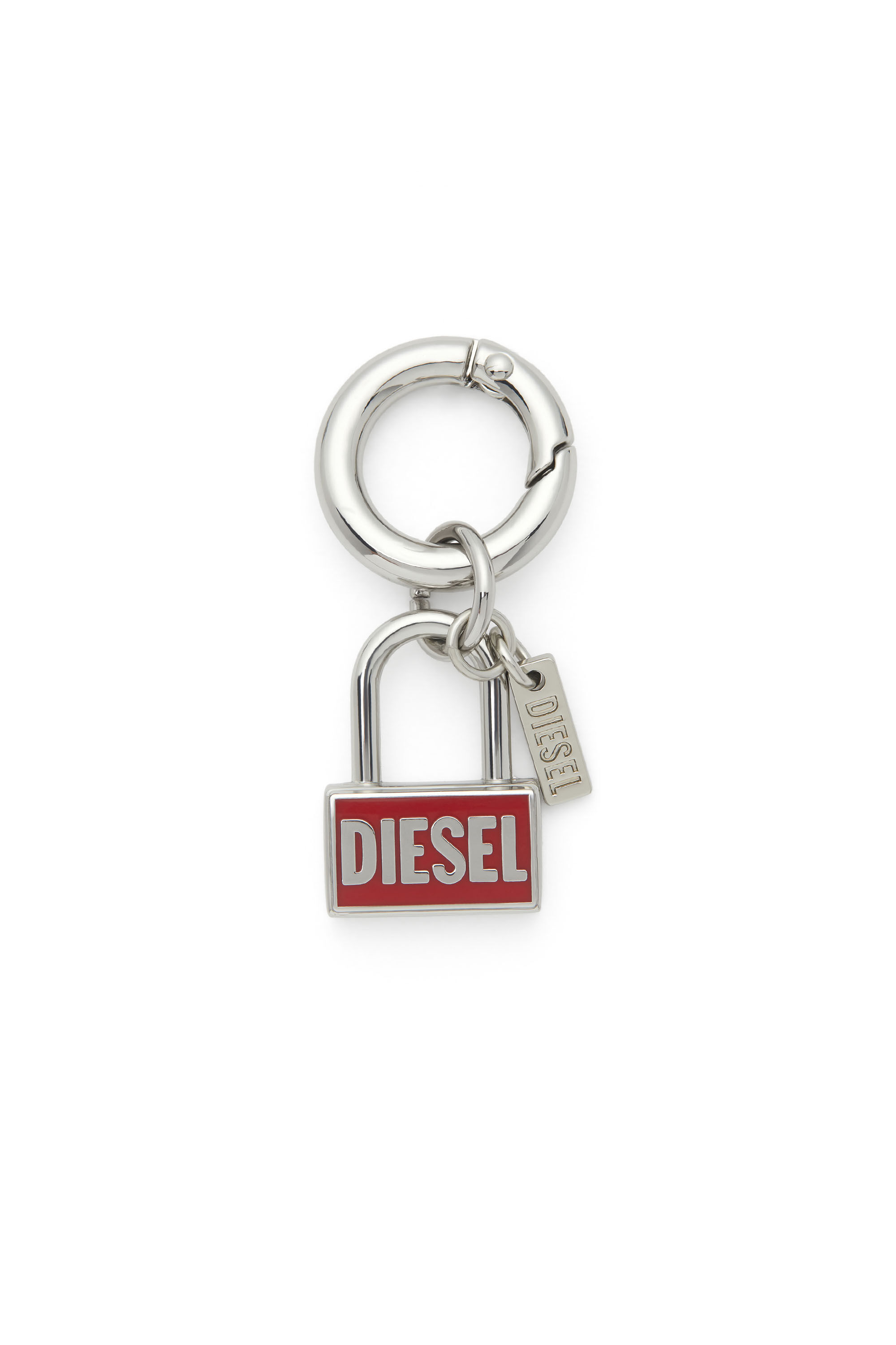 Diesel - CHARM-LOCK, Unisex's Metal charm with embossed Diesel logo in Silver/Red - 1