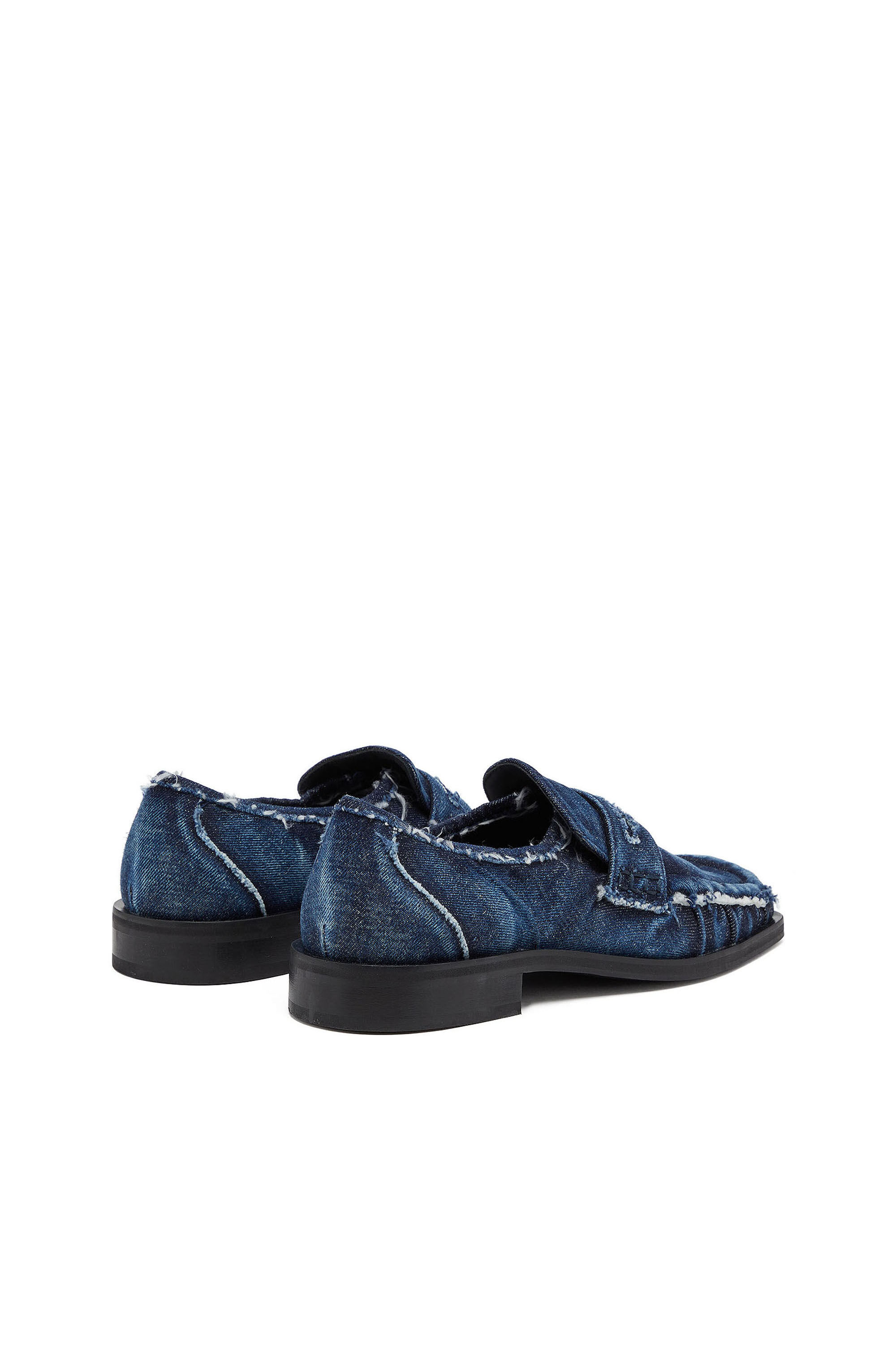Diesel - D-AMBER LOAFER, Man's D-Amber - Penny loafers in frayed denim in Blue - 3