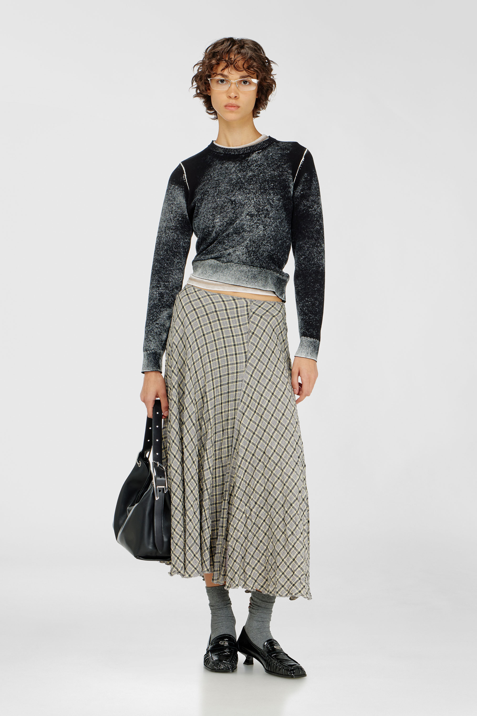 Diesel - M-LOVRE, Woman's Jumper with faded reverse print in Grey/Black - 1