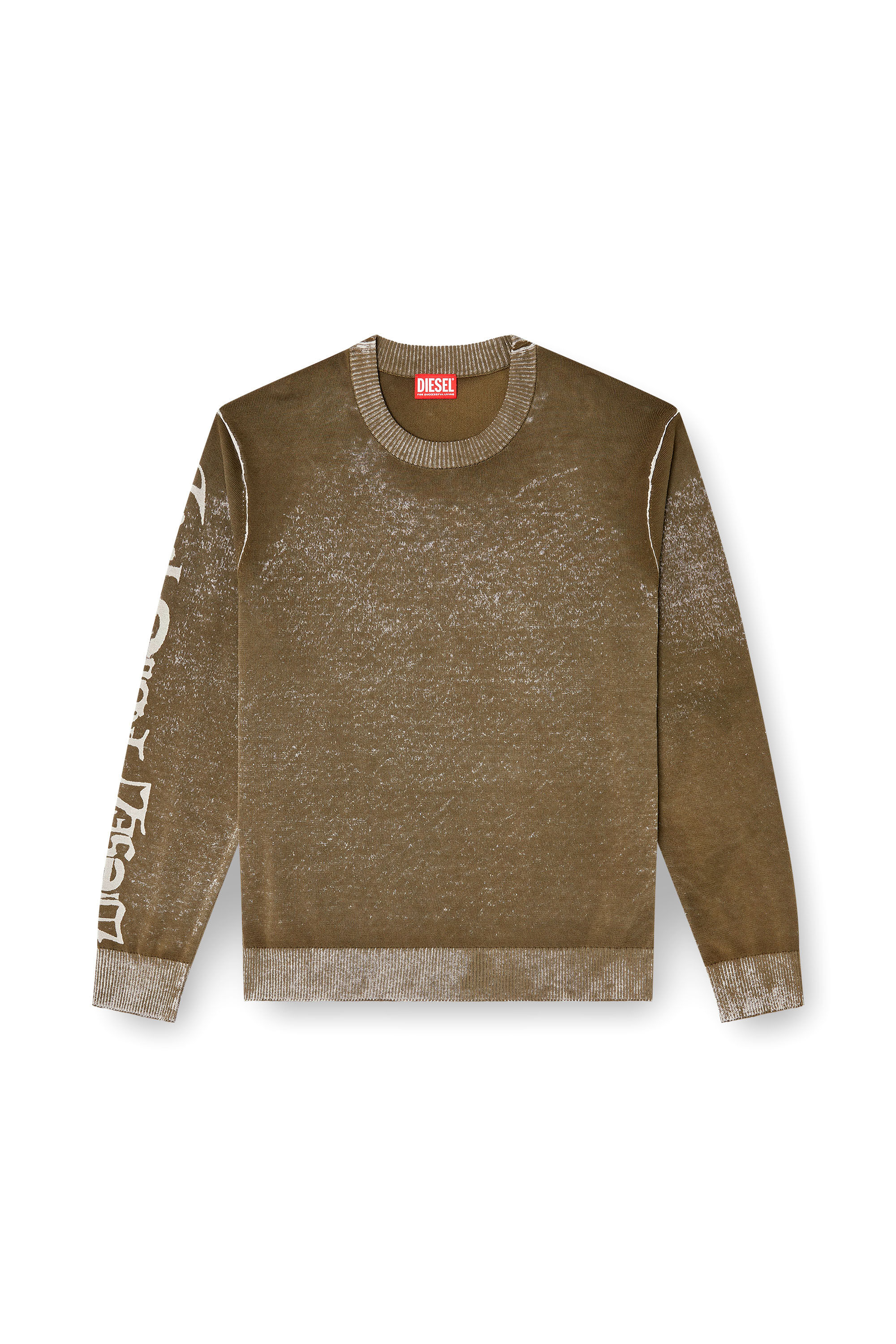 Diesel - K-YORKI, Man's Faded reverse-print jumper with lettering in Military Green - 2