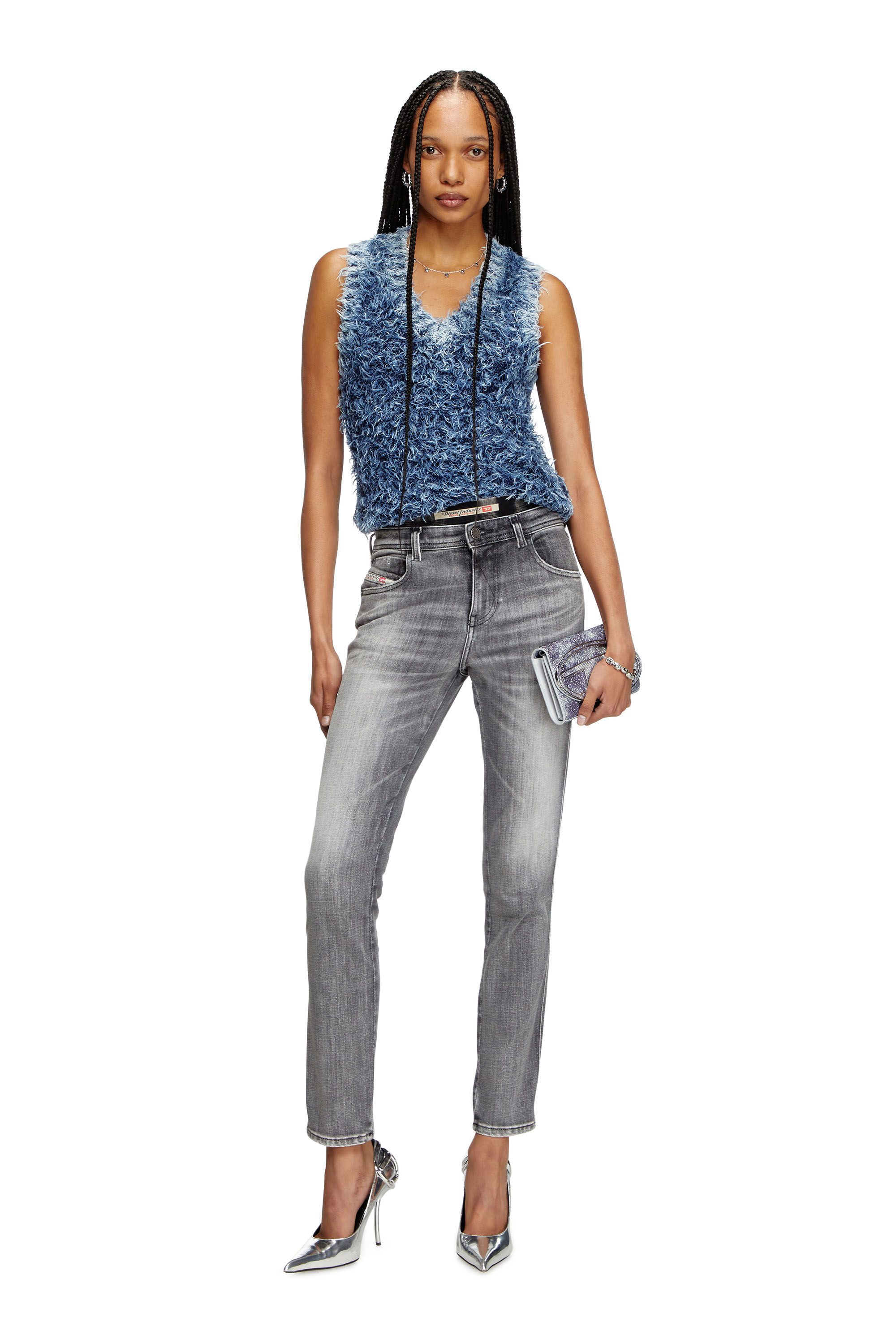 Diesel - M-DELIN, Woman's Textured-knit vest in Blue - 1