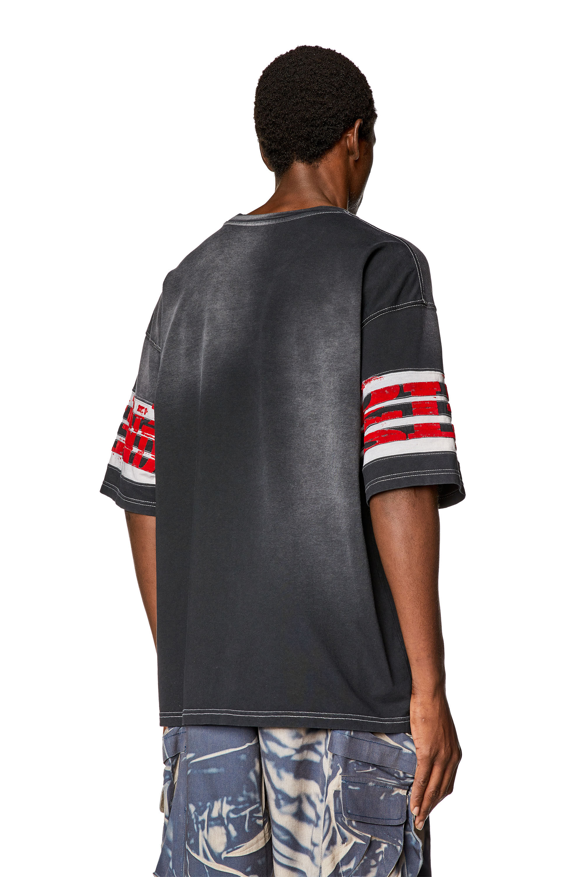 Men's Faded jersey T-shirt with flock prints | Black | Diesel
