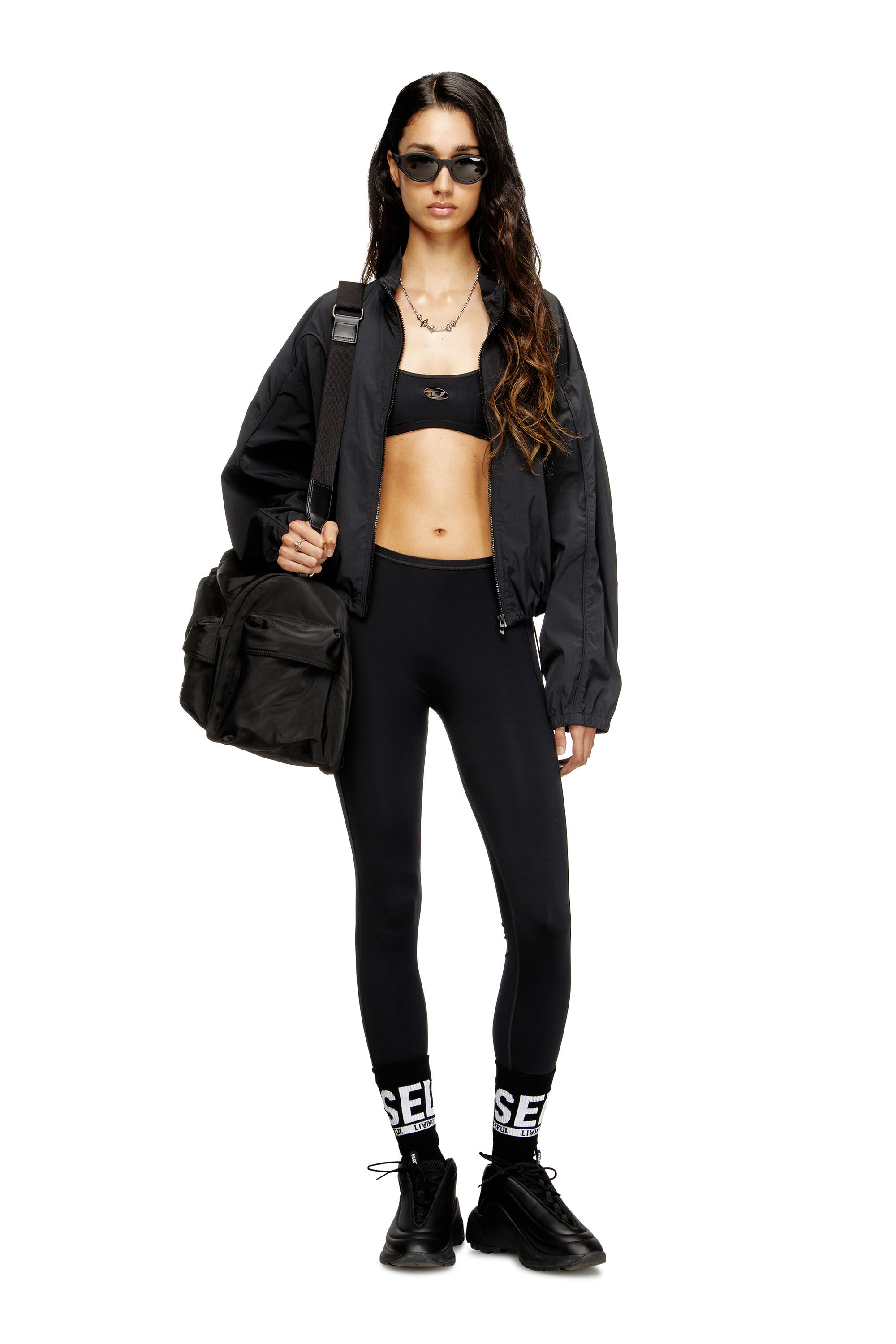 Diesel - CHELSEA-UTLT, Woman's Sports bra with cut-out logo in Black - 6