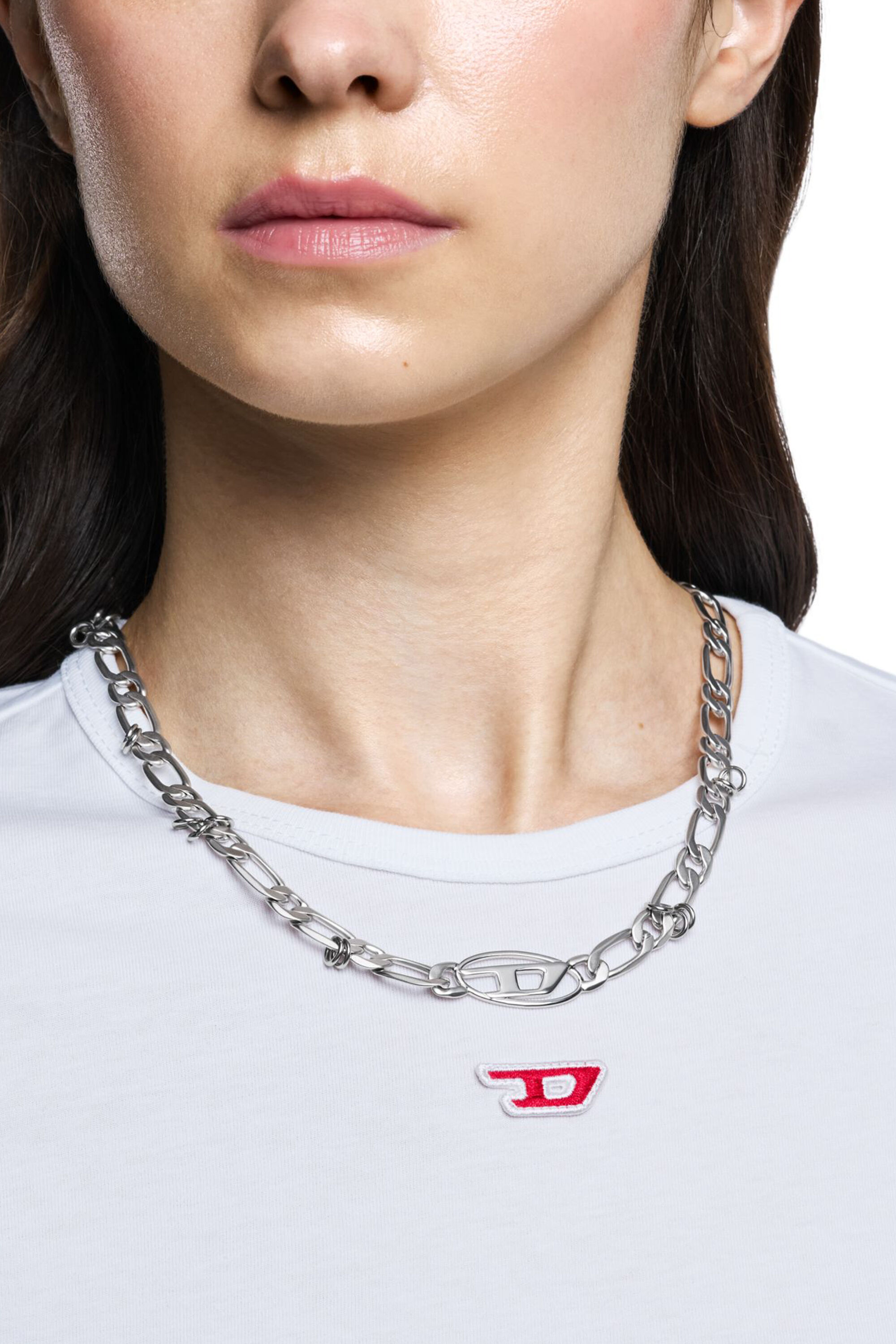 Women's Stainless Steel and Brass Chain Necklace | Silver | Diesel