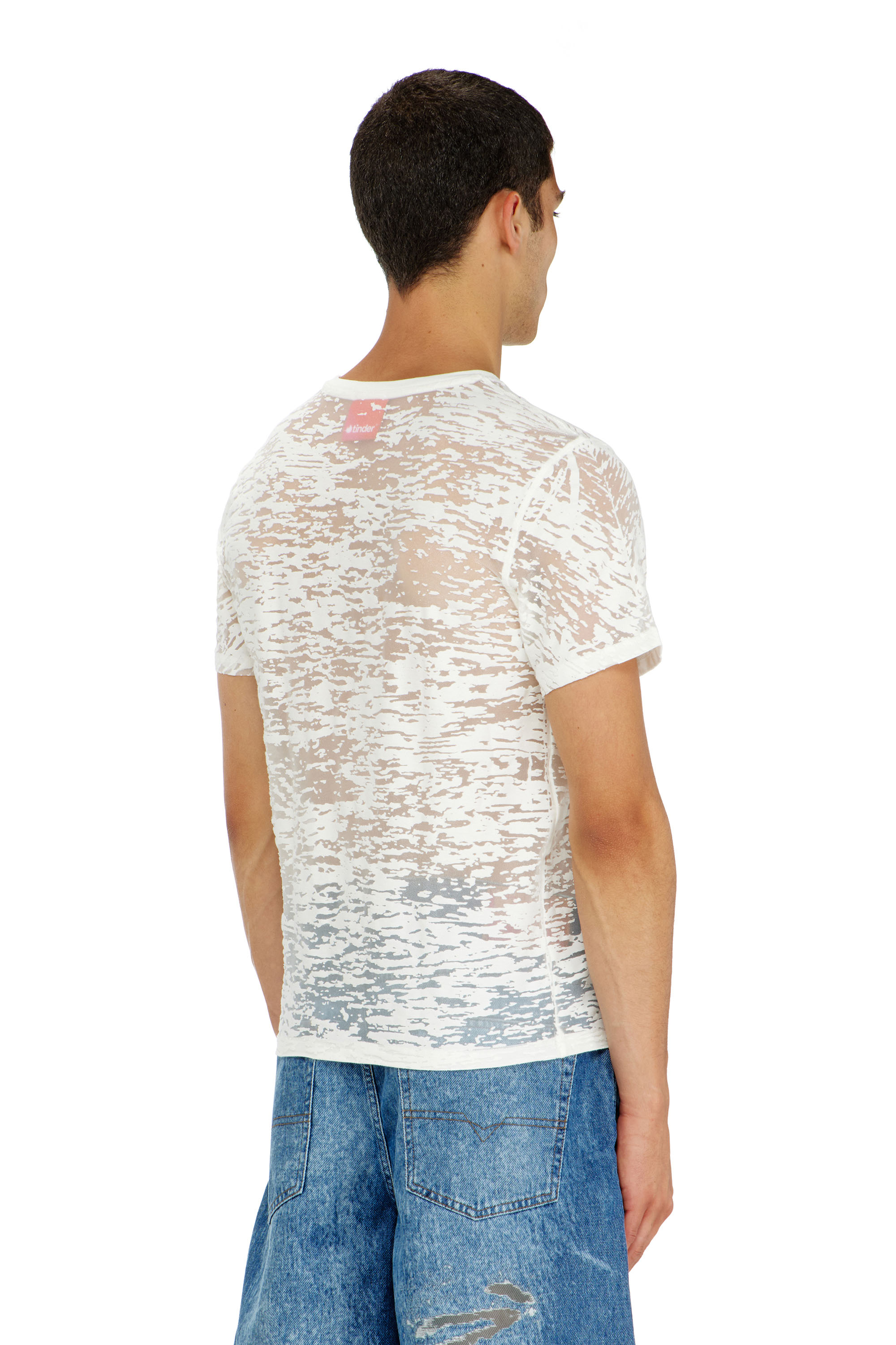 Diesel - PR-T-NOTS-MATI-R, Unisex's T-shirt in all-over devor&eacute; jersey in White - 4