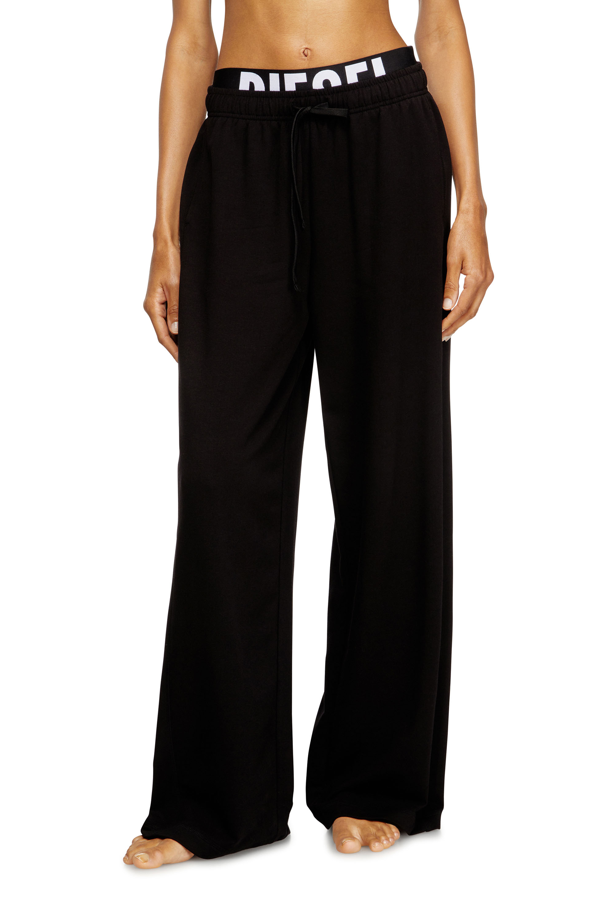 Diesel - LESLIE-D-POP, Woman's Cotton terry sweatpants with logo waistband in Black - 2
