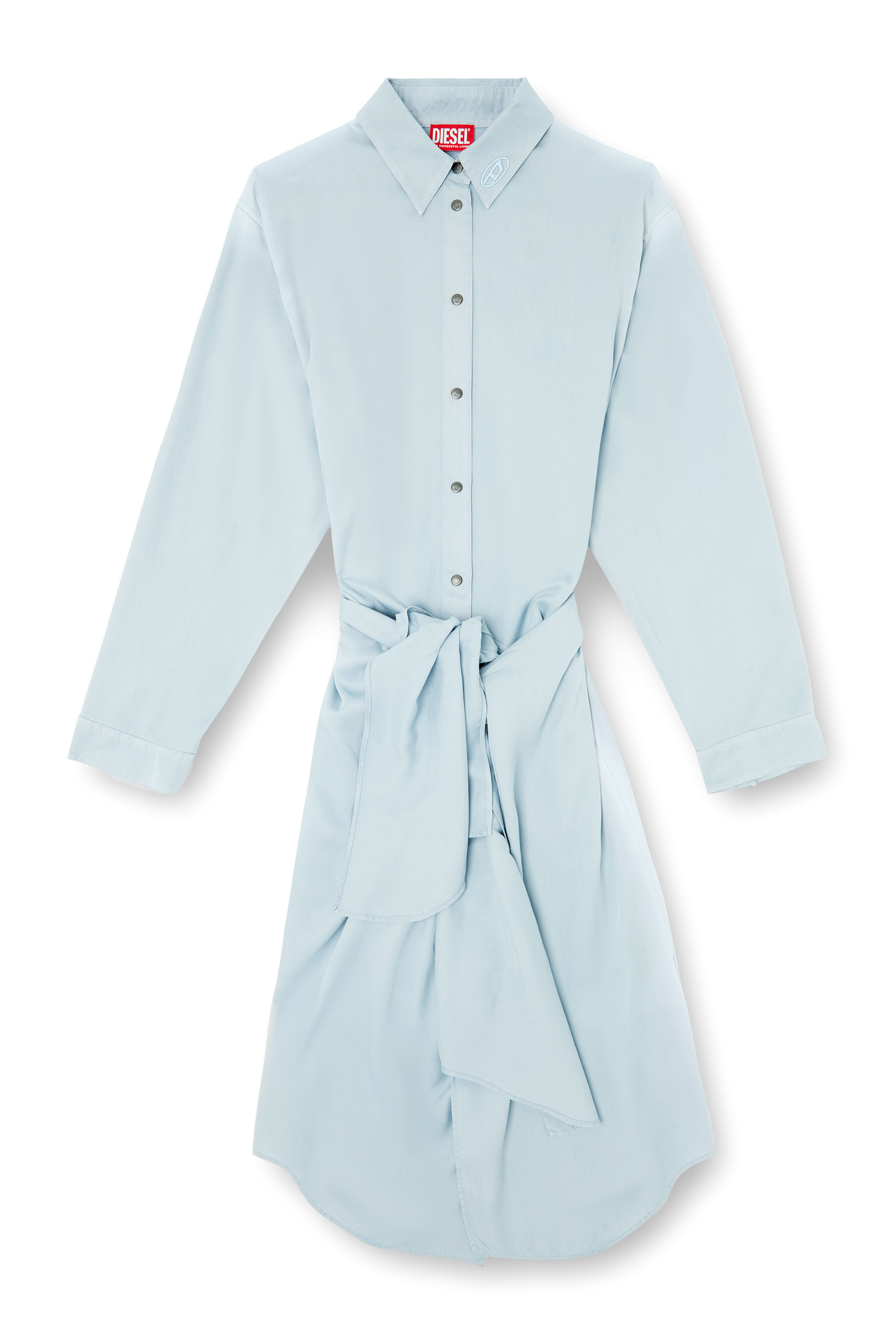 D-ILETTA-R1, Light Blue Diesel - D-ILETTA-R1, Woman's Wrap shirt dress in treated twill in Light Blue - 2