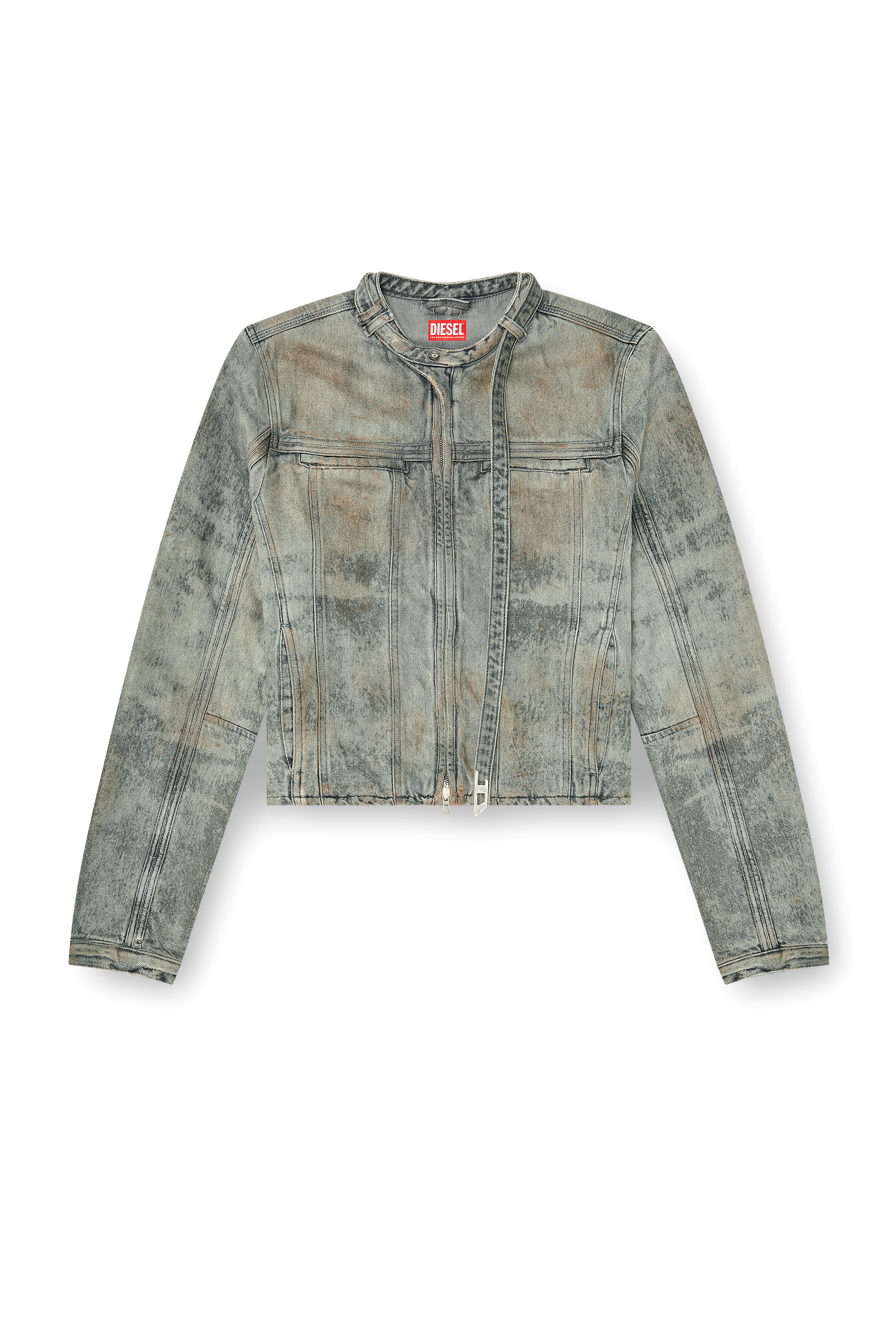 Diesel - D-VULMAR-FSI, Man's Jacket in cotton-hemp satin denim in Grey - 2