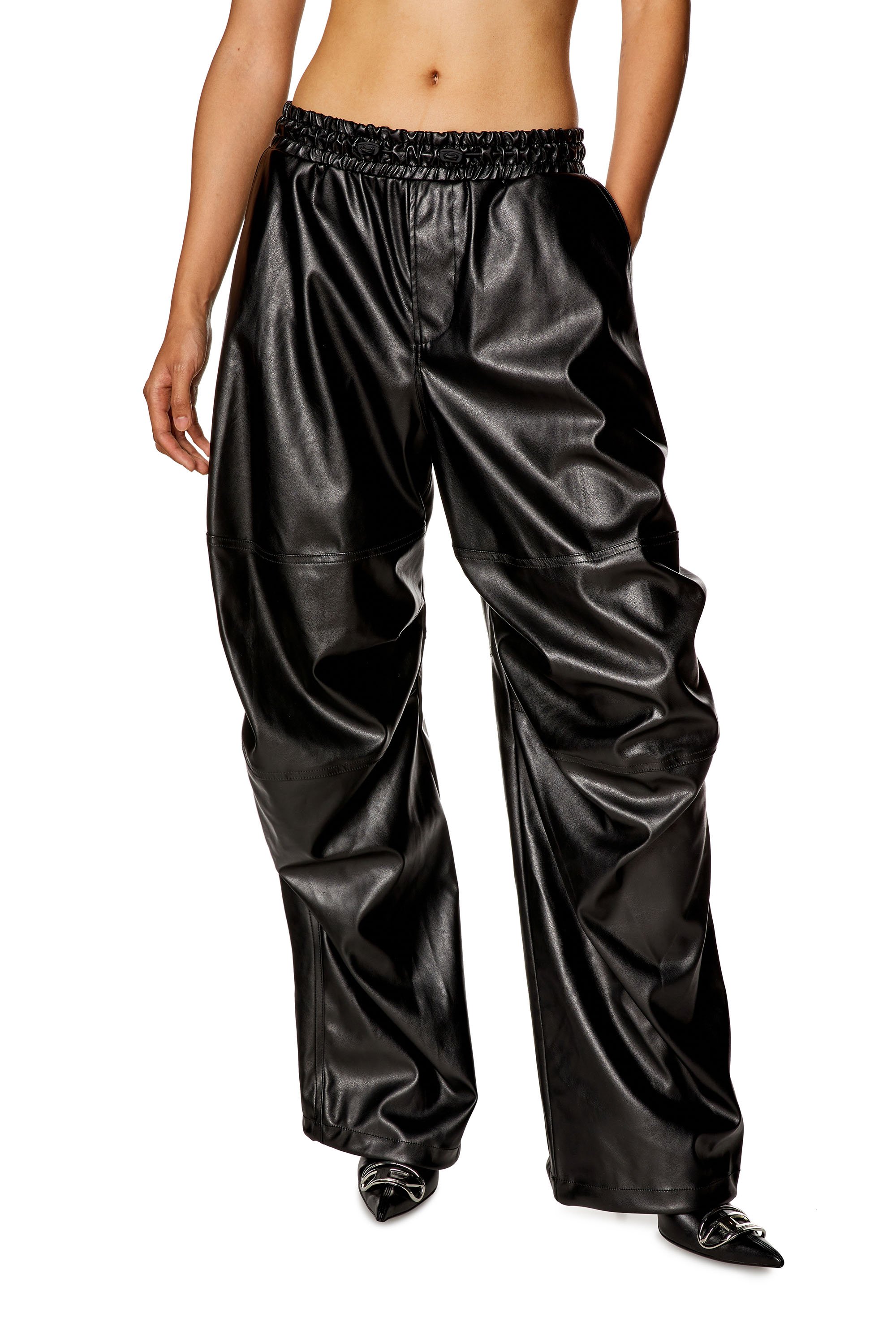 oversized cargo pants in coated fabric