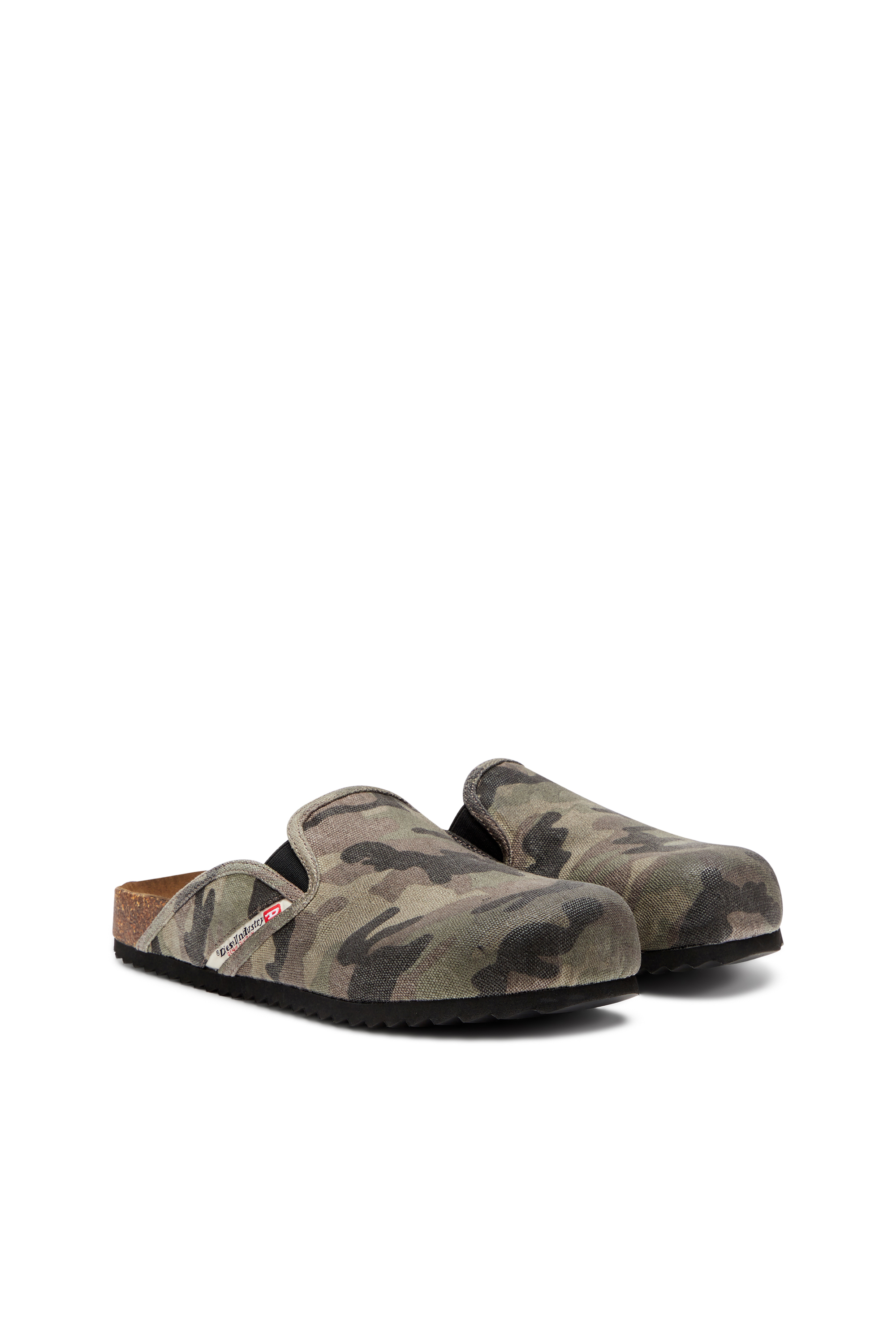 Diesel - D-WOODSTOCK SLIP-ON, Man's Camo-canvas mules in Military Green - 2