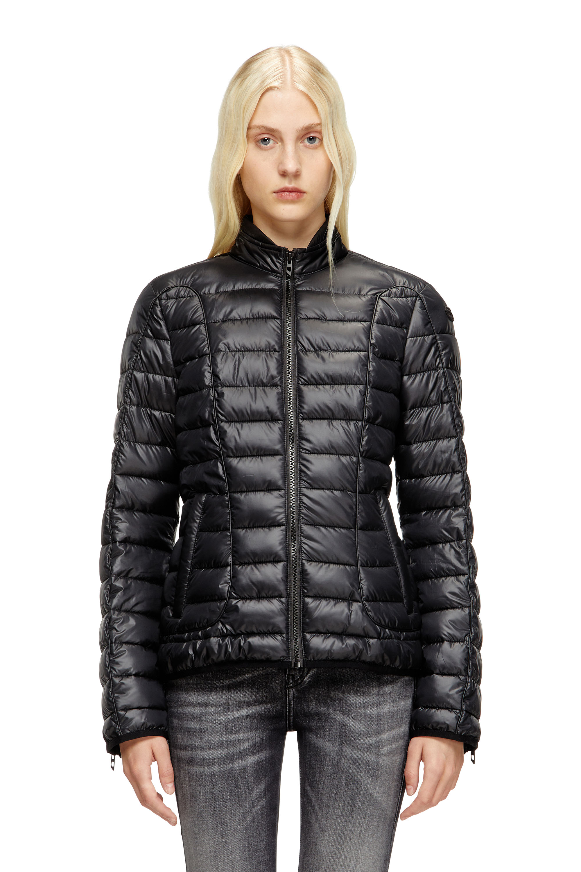 W-PILOT-FEM, Black Diesel - W-PILOT-FEM, Woman's Puffer jacket with biker details in Black - 3