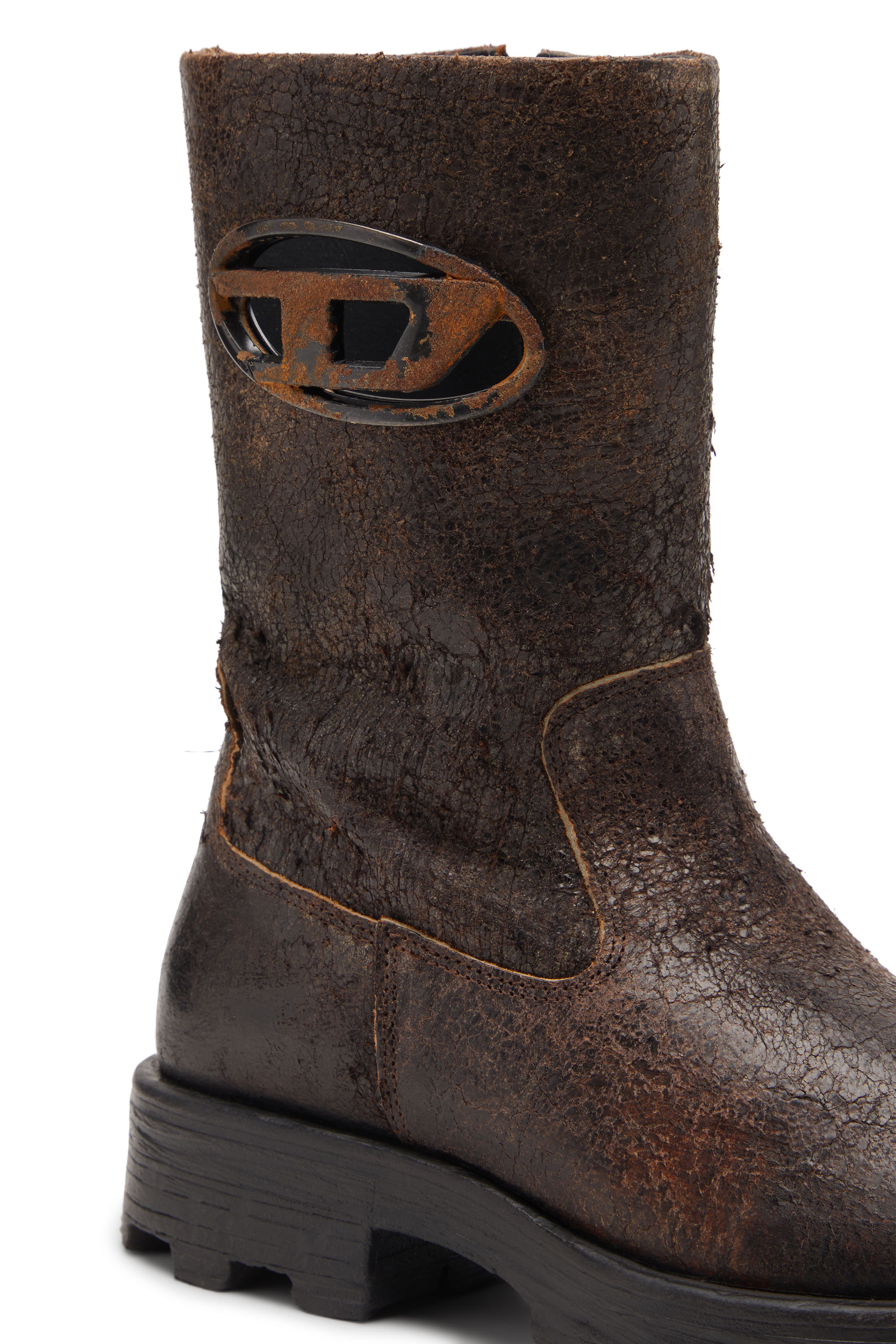 D-HAMMER BKR D W, Brown Diesel - D-HAMMER BKR D W, Woman's D-Hammer-Biker boots in distressed crackled suede in Brown - 4