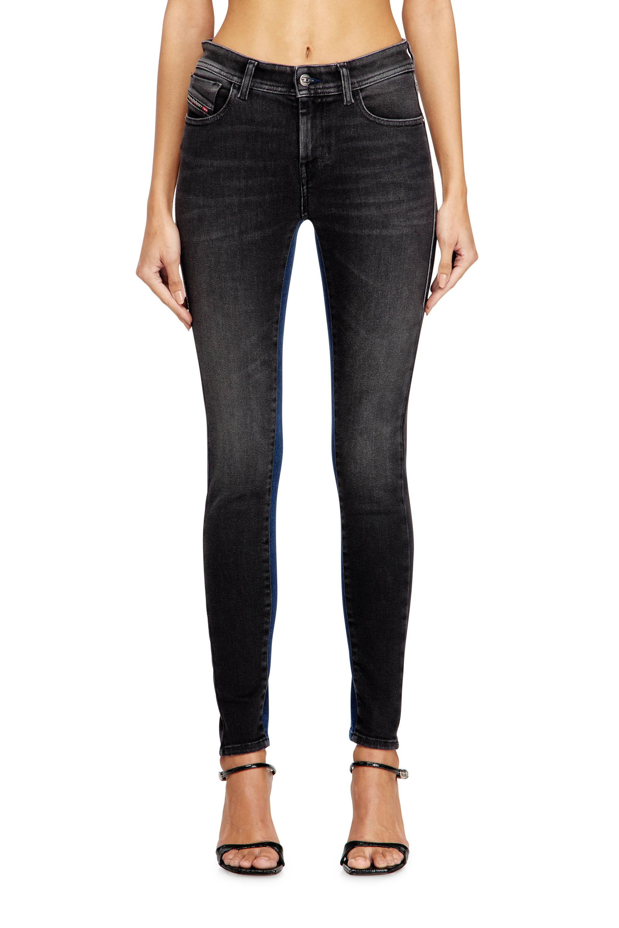 Diesel - Woman's Skinny Jeans 2017 Slandy 09N14, Black/Dark grey - 2