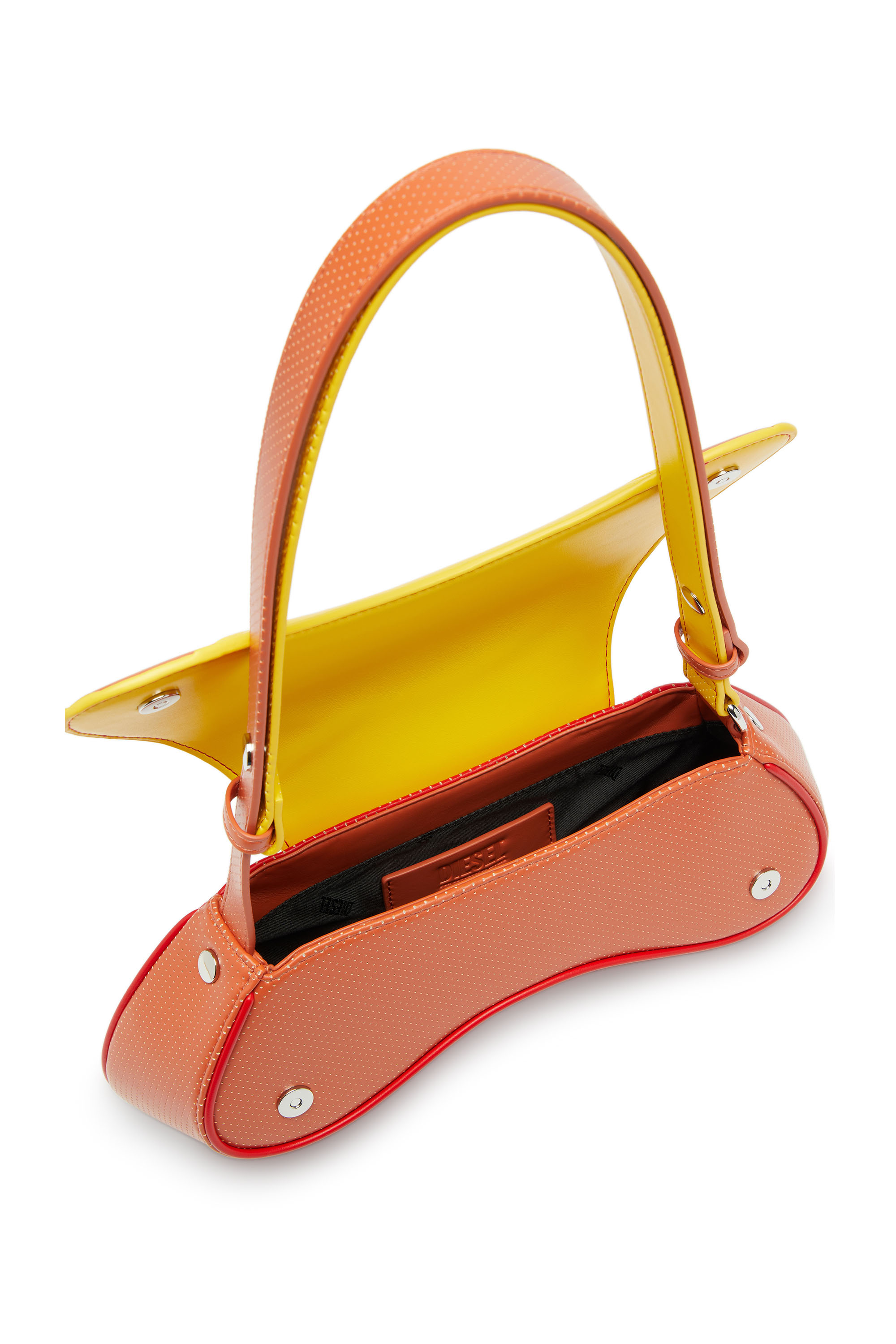 Diesel - PLAY CROSSBODY, Woman's Play - Crossbody bag in quilted perforated PU in Orange/Yellow - 3