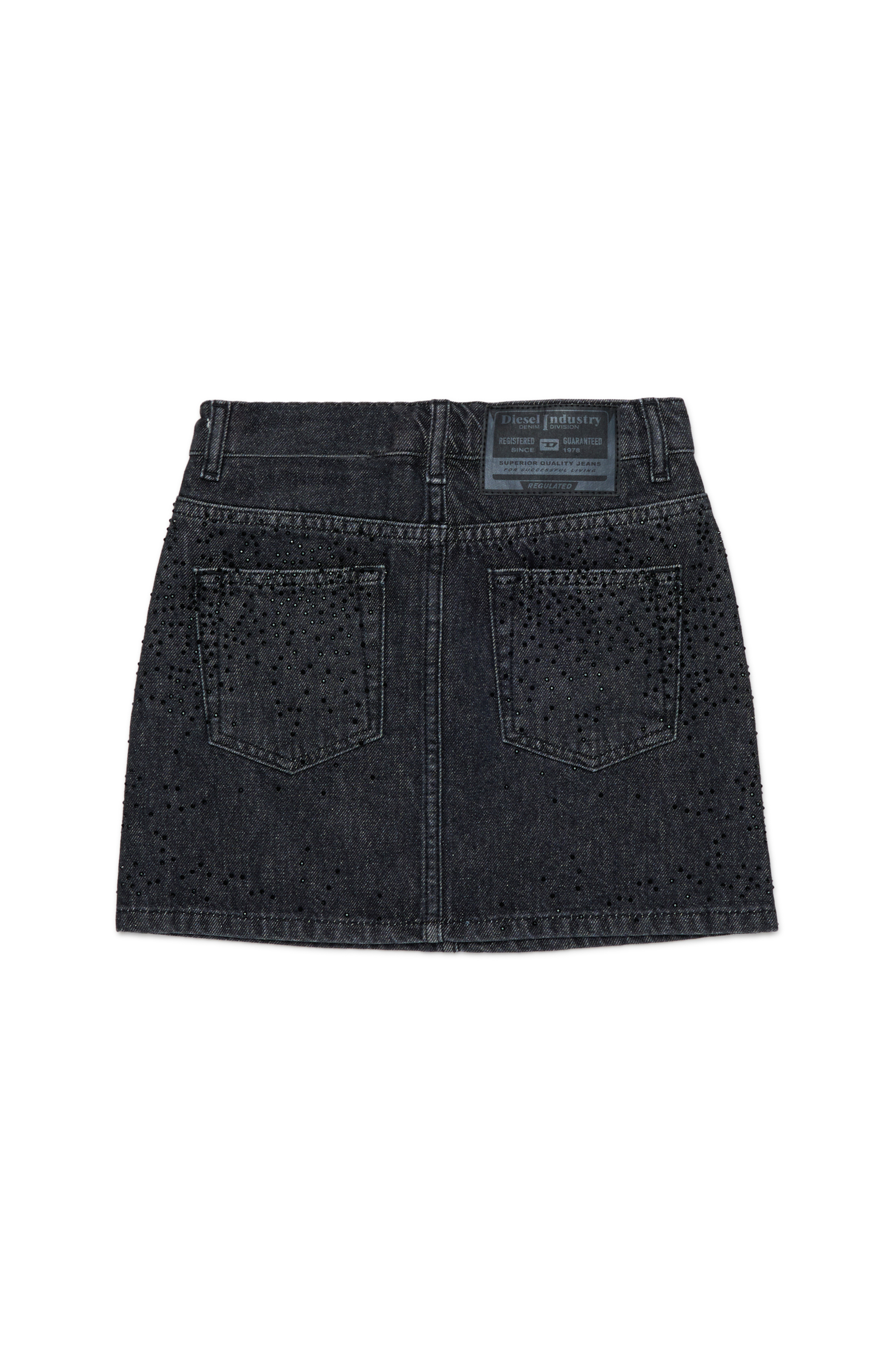 Diesel - GIANNA, Woman's Cotton miniskirt with shiny details in Black/Dark grey - 2