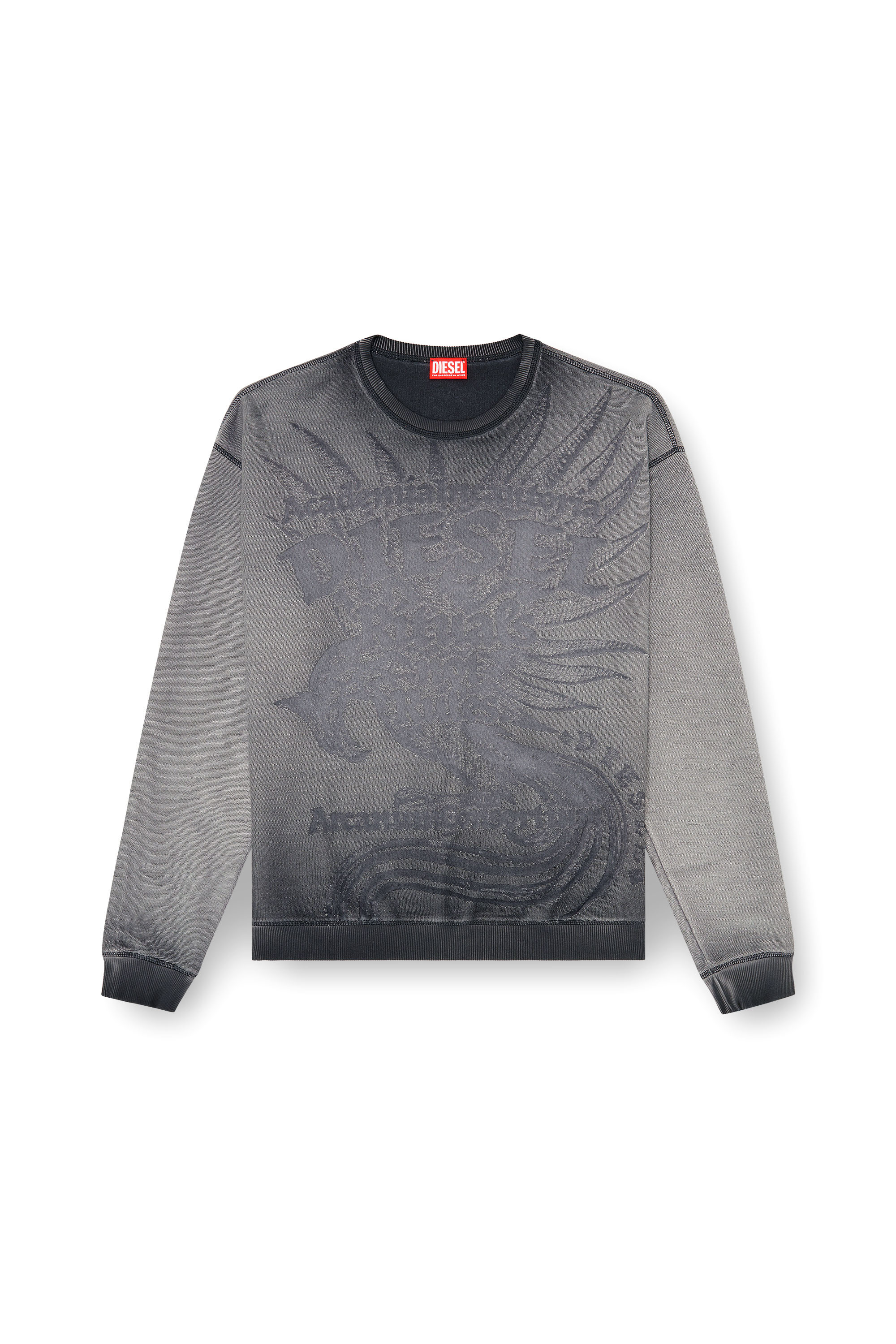 Diesel - S-ARON-RAW, Man's Sweatshirt with d&eacute;vor&eacute; print in Dark grey - 2