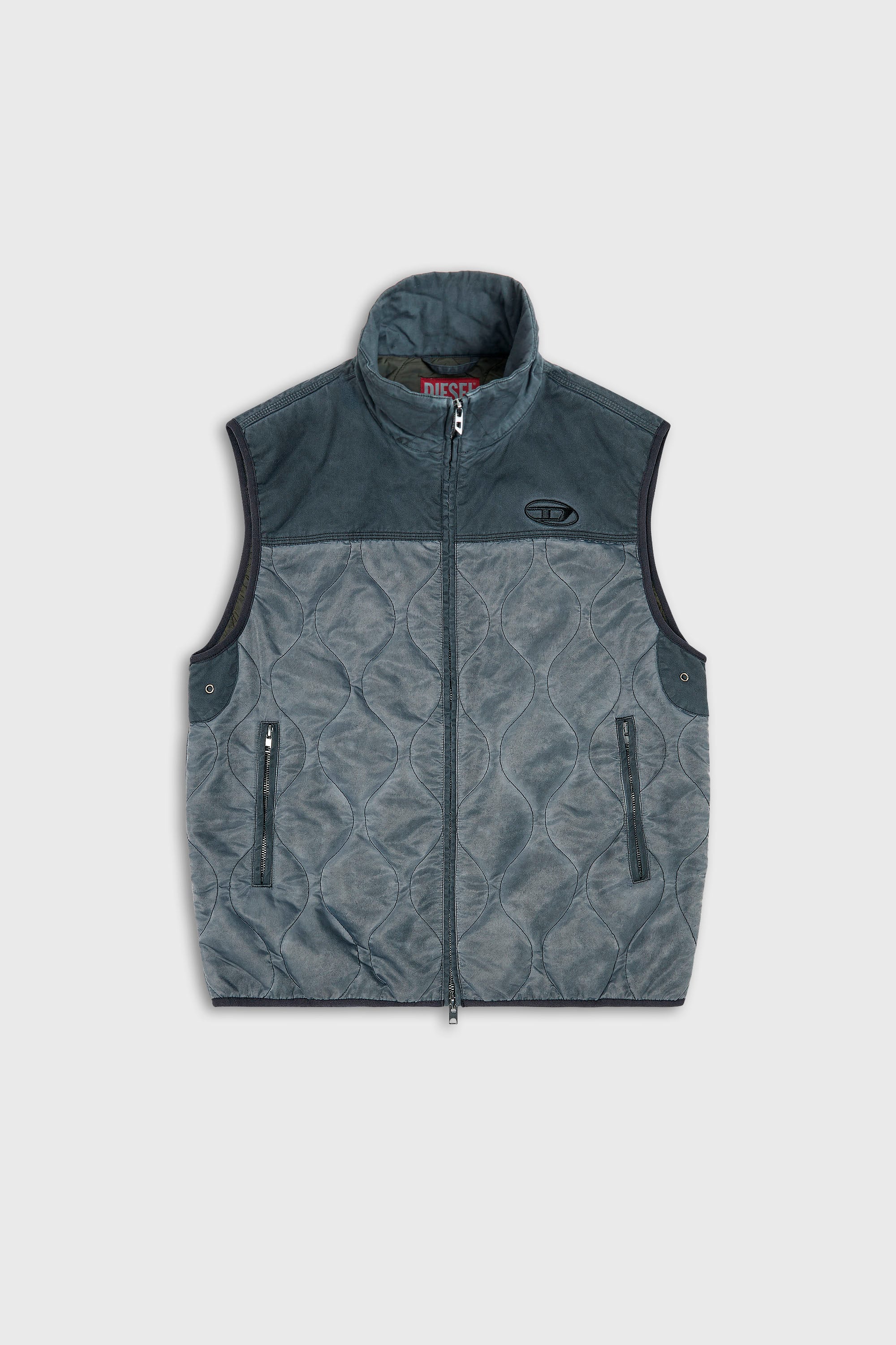 Diesel - J-ALVAR, Man's Quilted vest with fluffy neck lining in Dark grey - 2