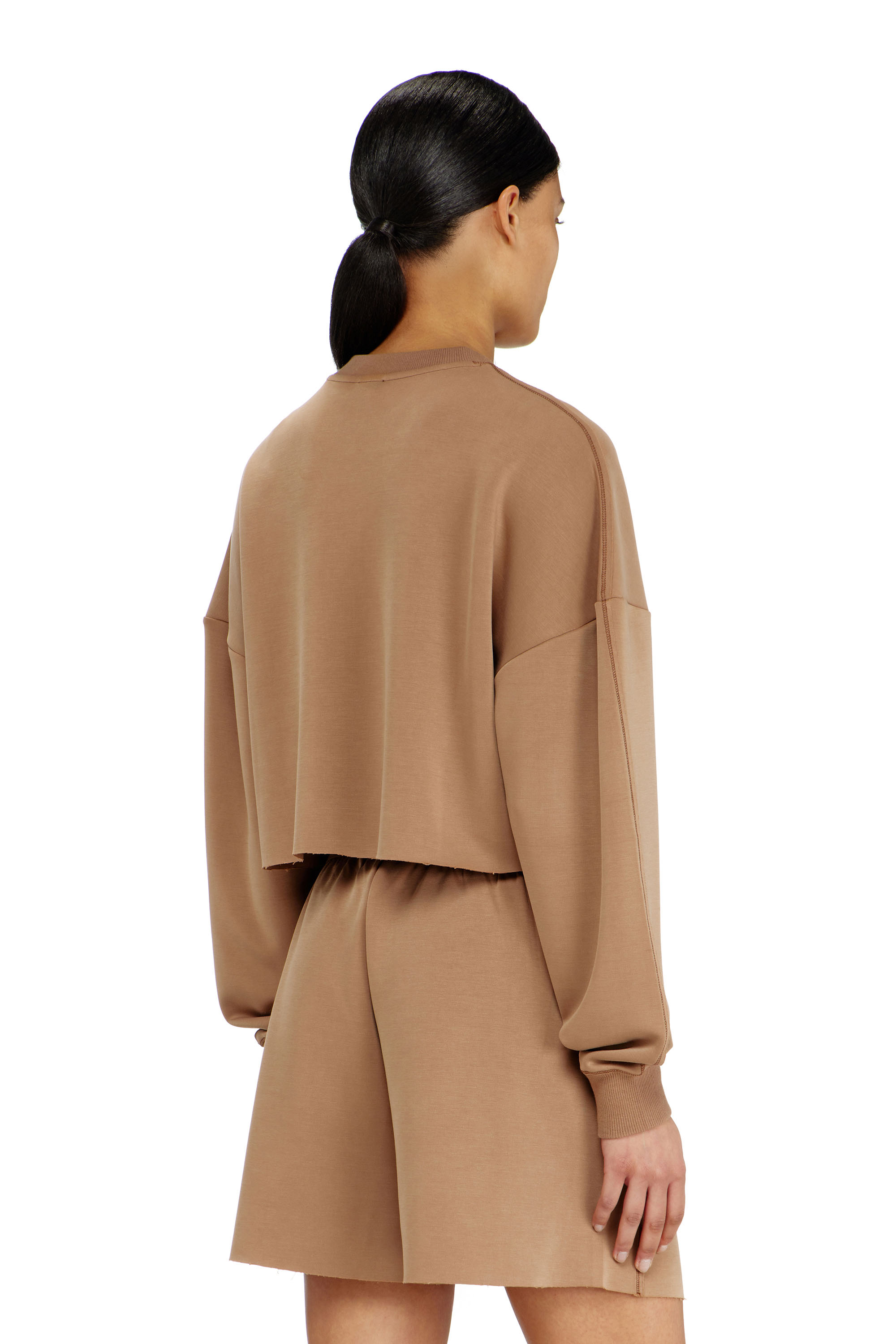 Diesel - BLAKE-UTLT, Woman's Crop top in light stretch scuba in Brown - 3