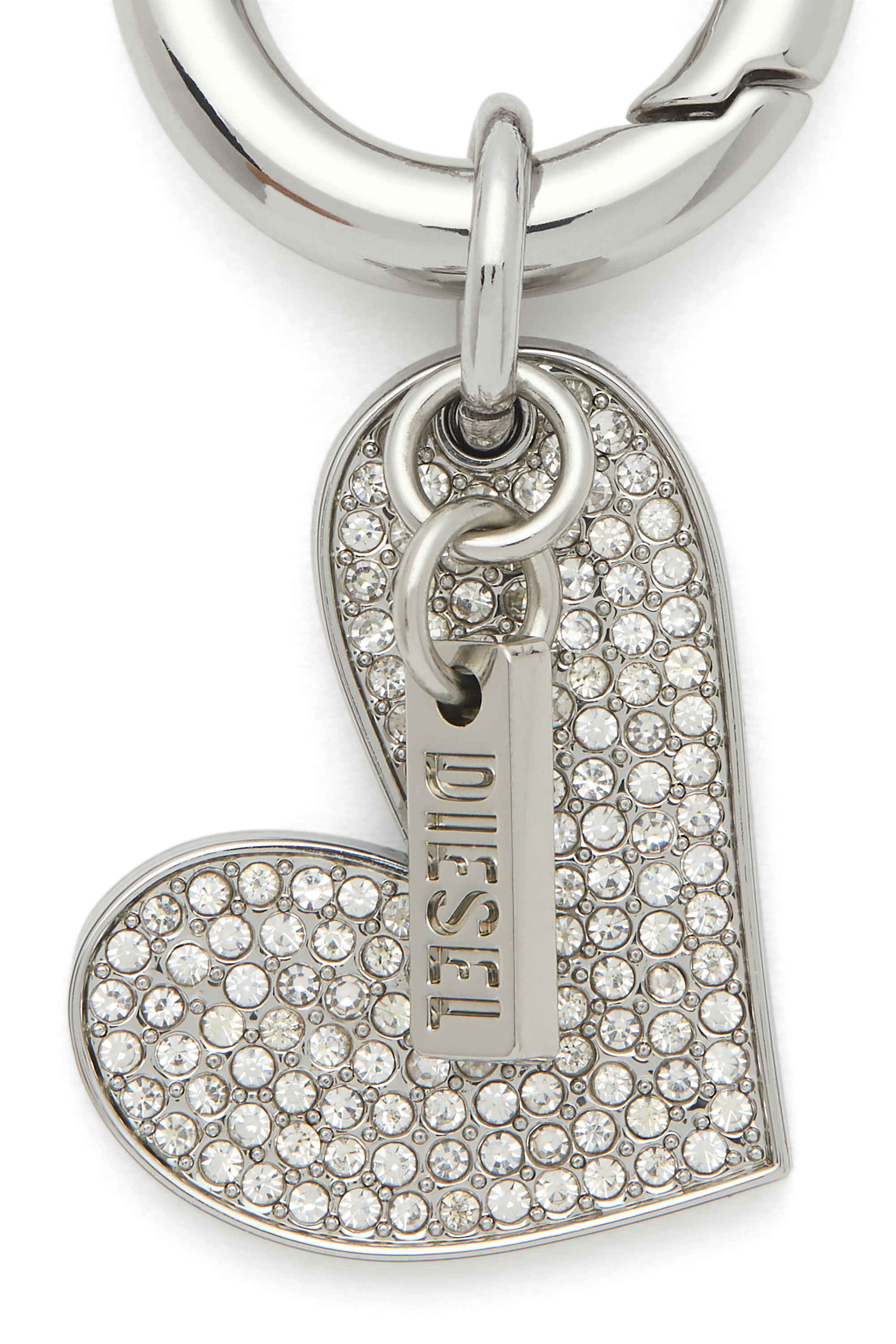 Diesel - CHARM-HEART, Woman's Metal heart charm with rhinestones in Silver - 2