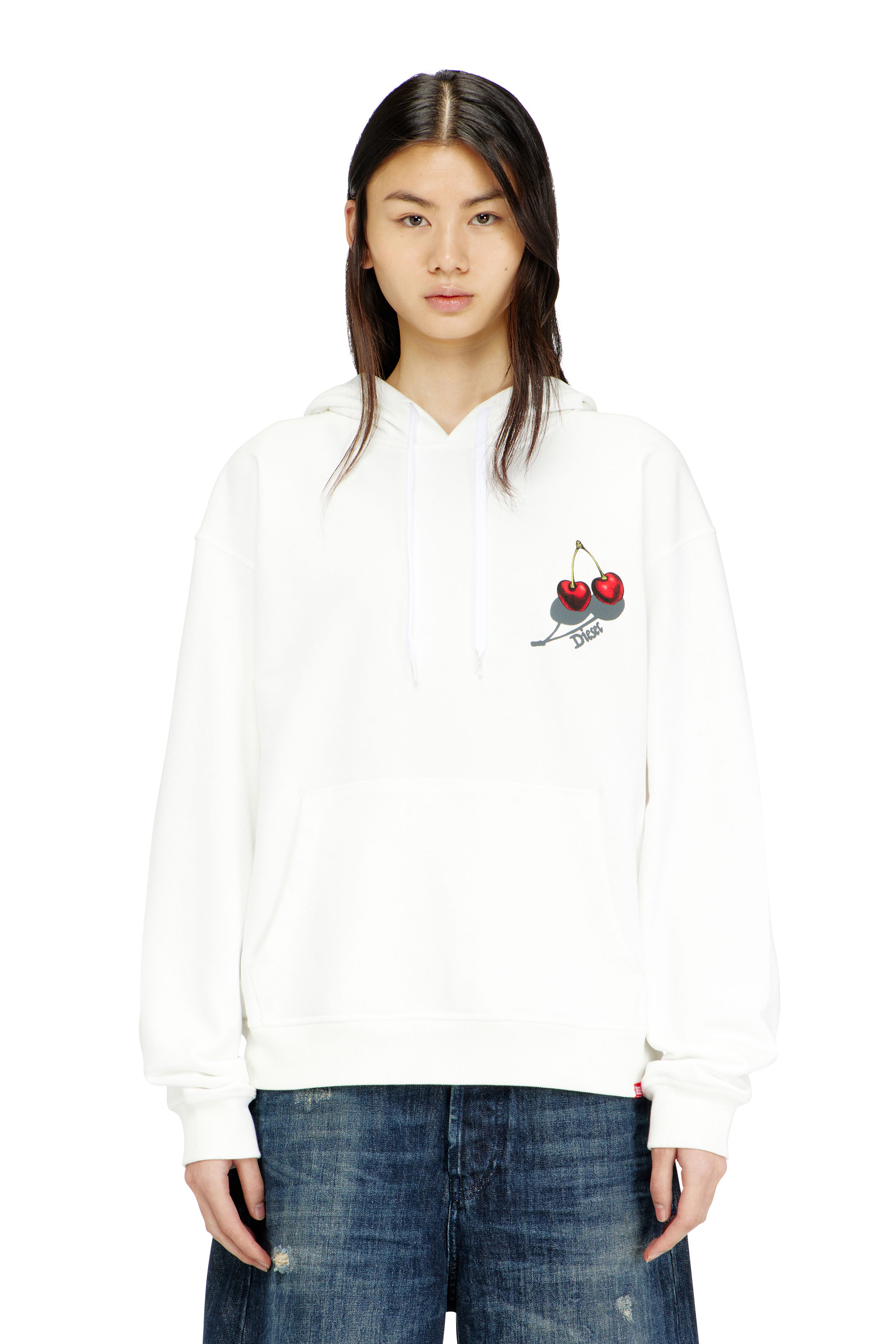 Diesel - SV-S-NORM-HOOD-CHER, Unisex's Hoodie in cotton with cherry graphic in White - 1