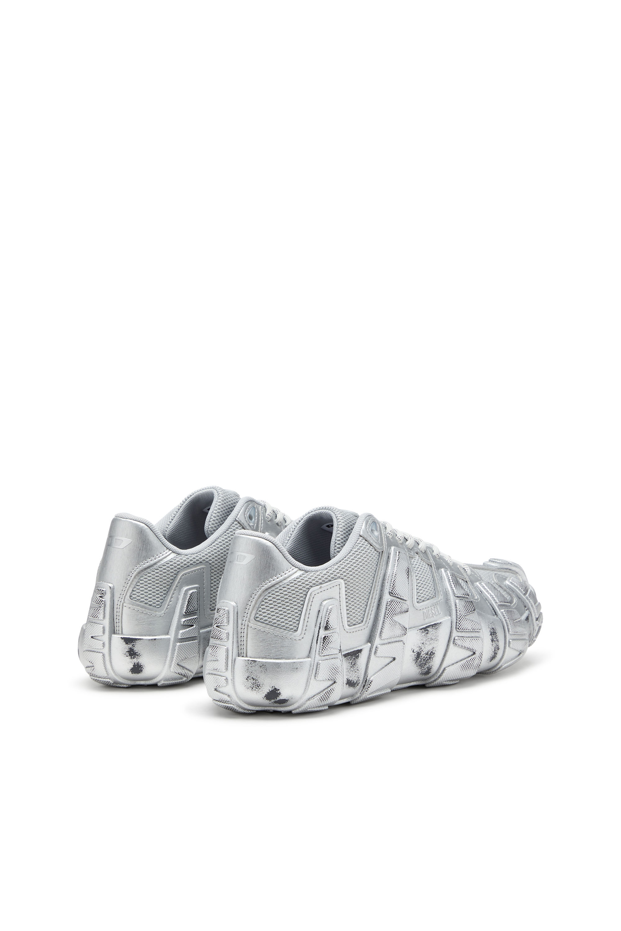 S-D-GRIFFE LOW, Silver Diesel - S-D-GRIFFE LOW, Man's S-D-Griffe-Metallic sneakers in mesh and PU in Silver - 3