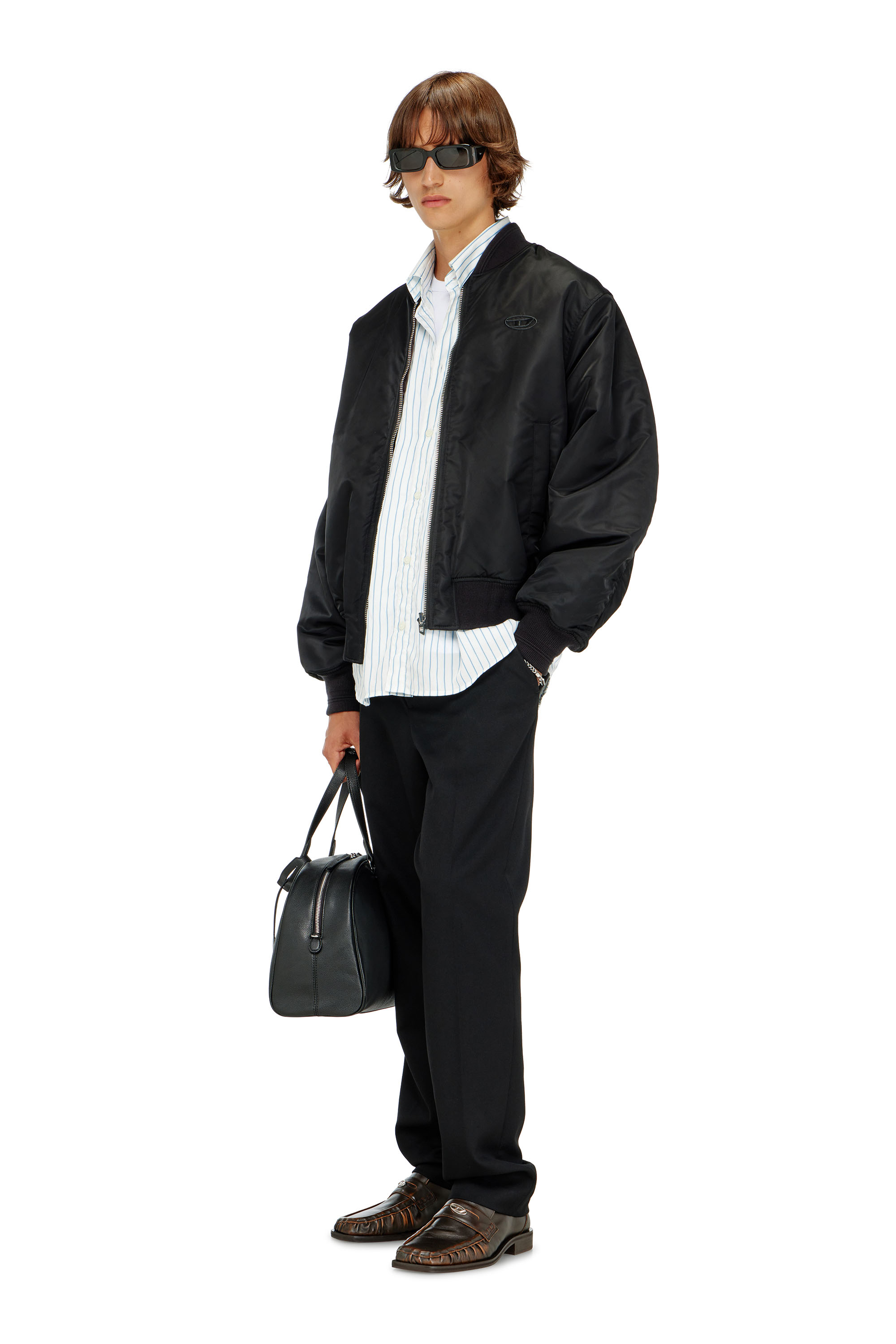 Diesel - W-TYPE-D1, Man's Padded bomber jacket with Oval D embroidery in Black - 1
