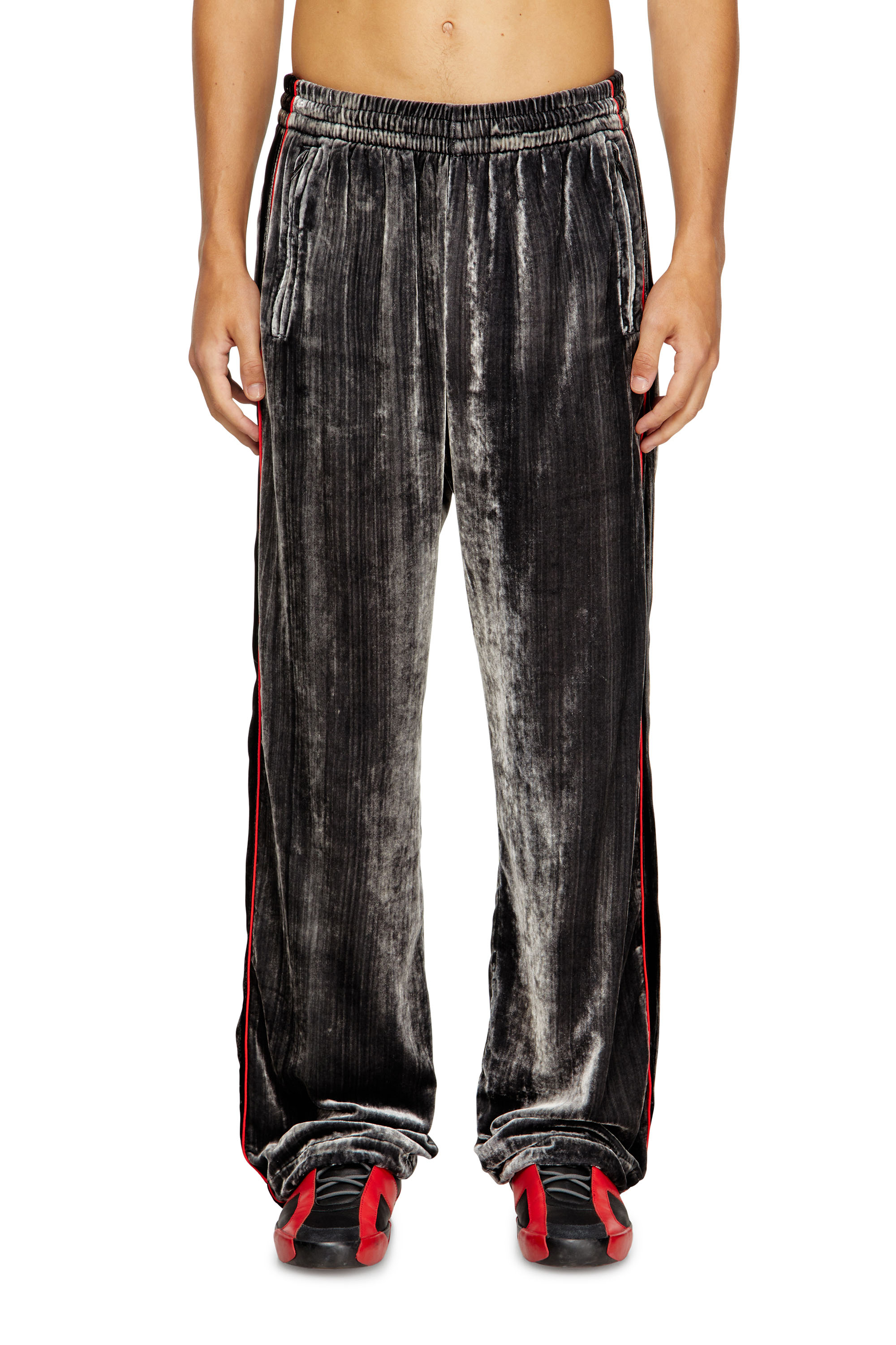 P-HAY, Dark grey Diesel - P-HAY, Man's Track pants in treated velvet in Dark grey - 3