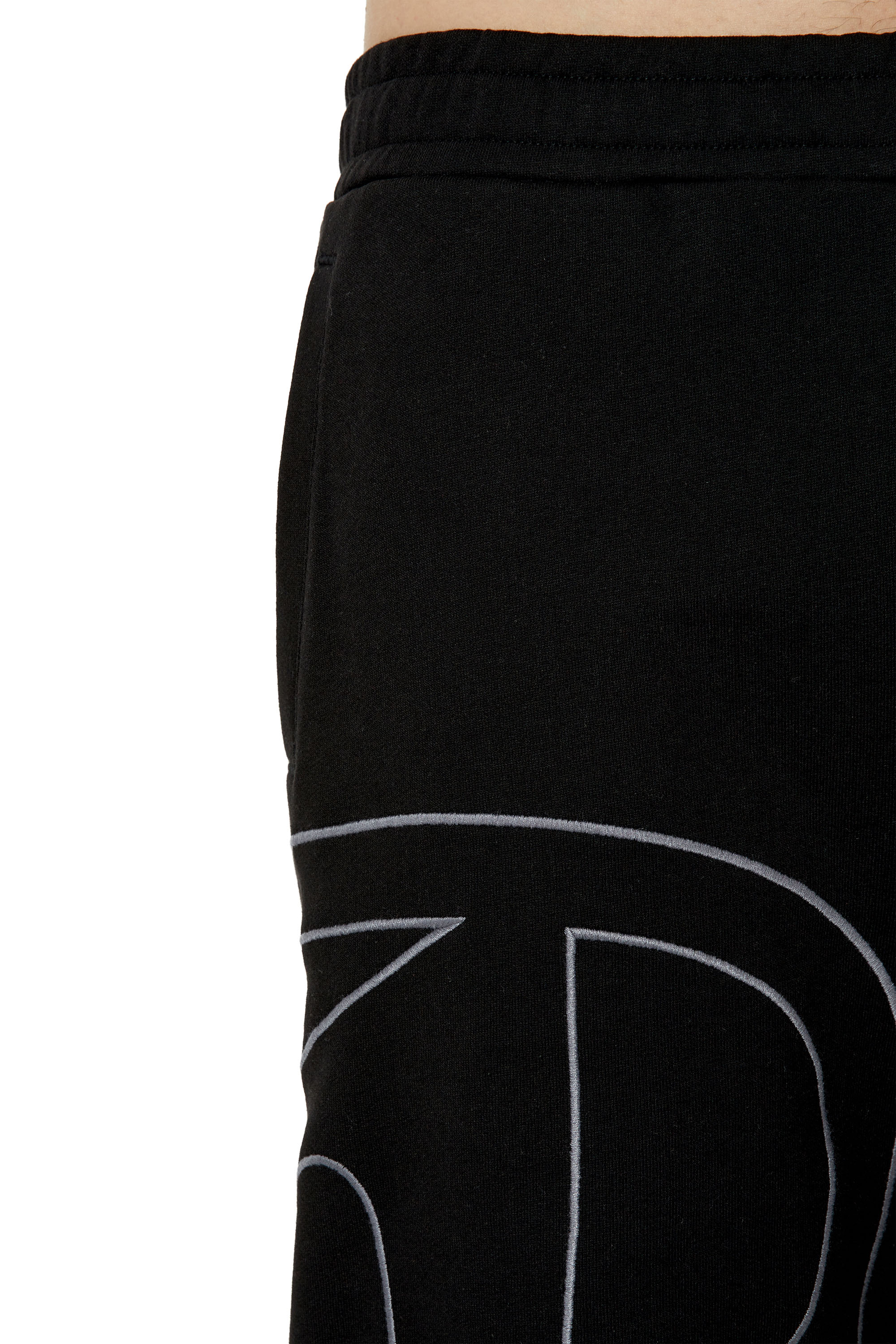 P-CROW-MEGOVAL, Black Diesel - P-CROW-MEGOVAL, Man's Sweat shorts with maxi D logo in Black - 5