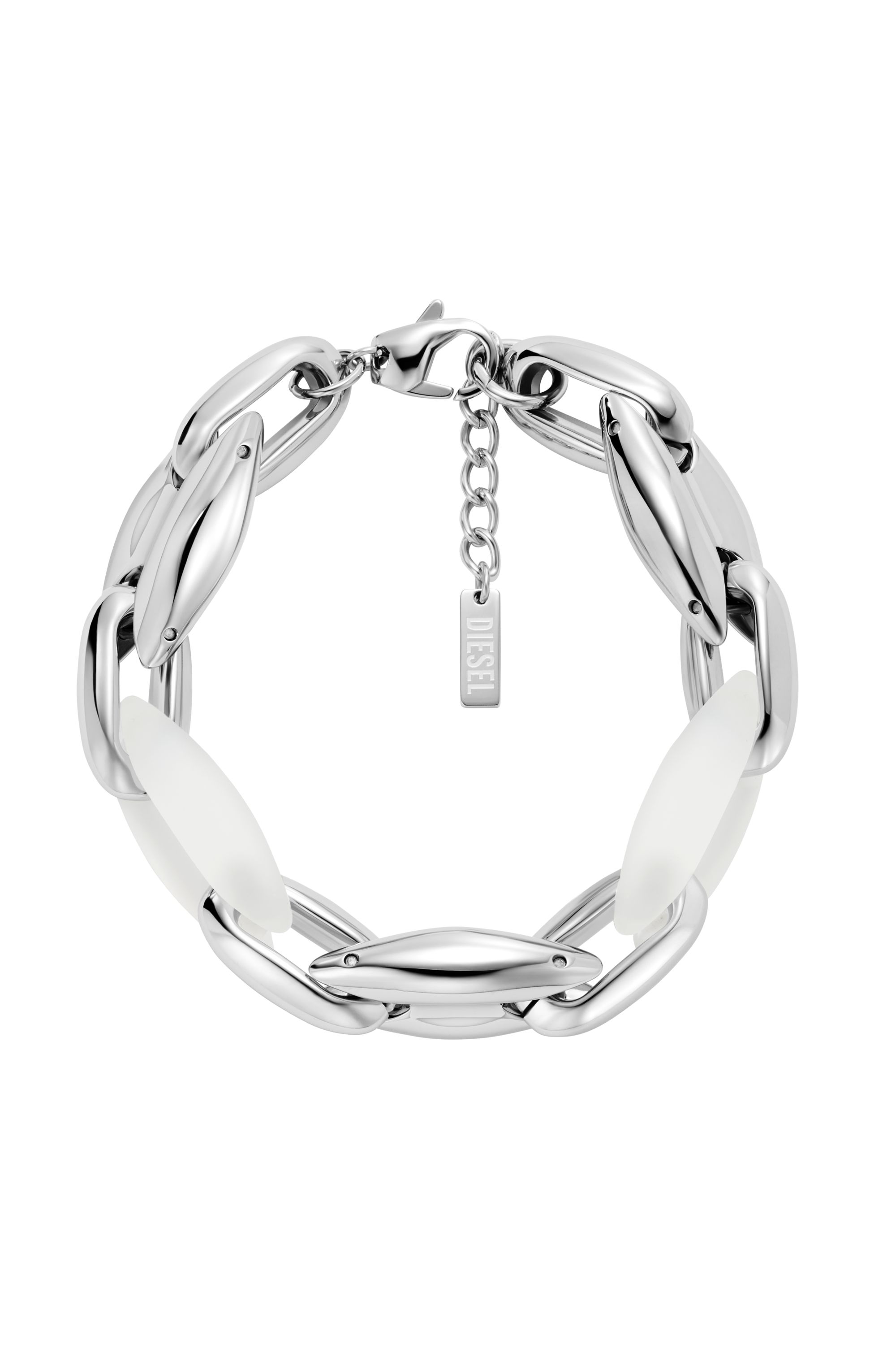 Diesel - DX1617040, Unisex's Stainless Steel and Silicone Metamorph Chain Bracelet in Silver - 1