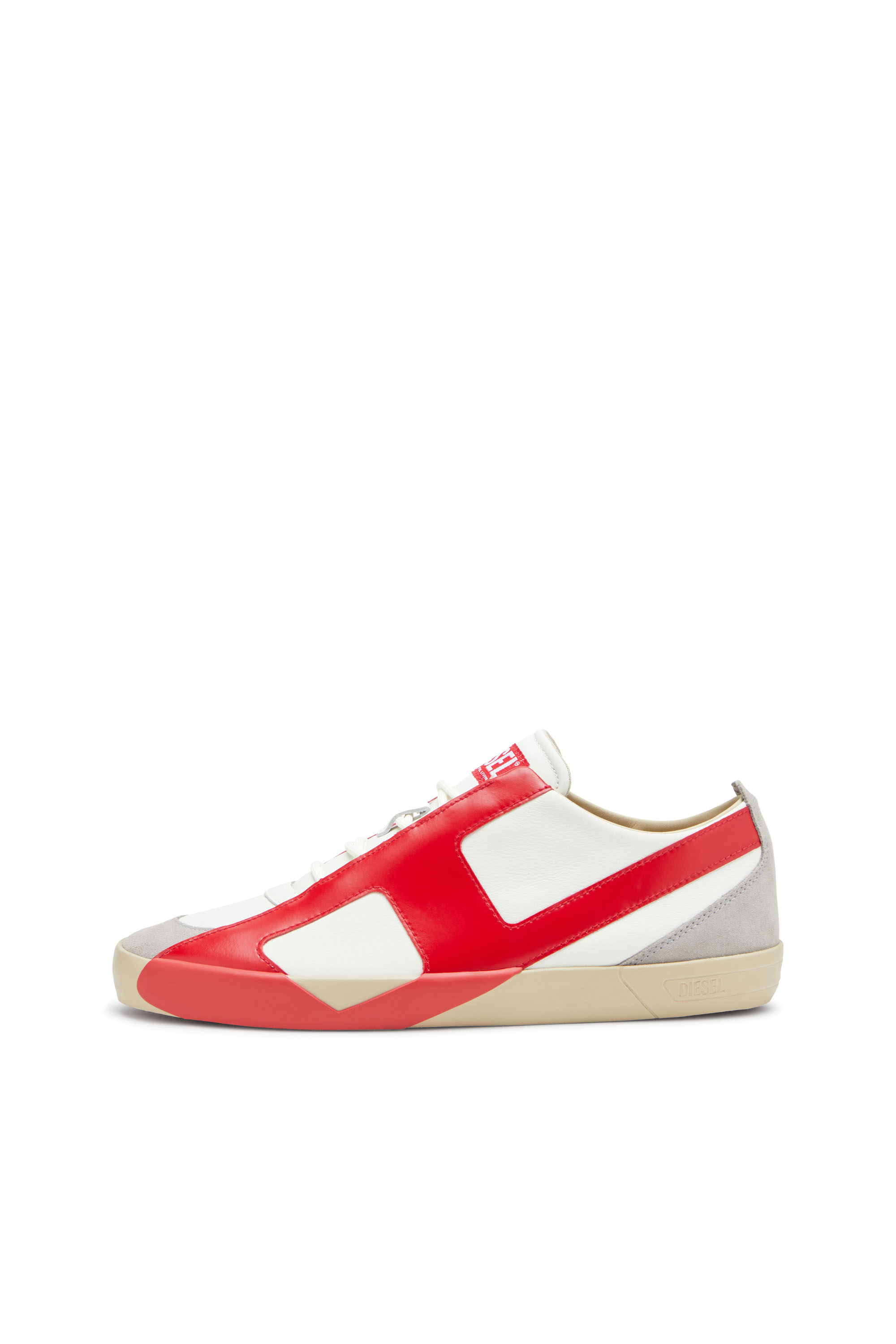 S-SLANTE-D LOW, White/Red Diesel - S-SLANTE-D LOW, Man's S-Slante-D-Sneakers in suede and leather with D logo in White/Red - 7