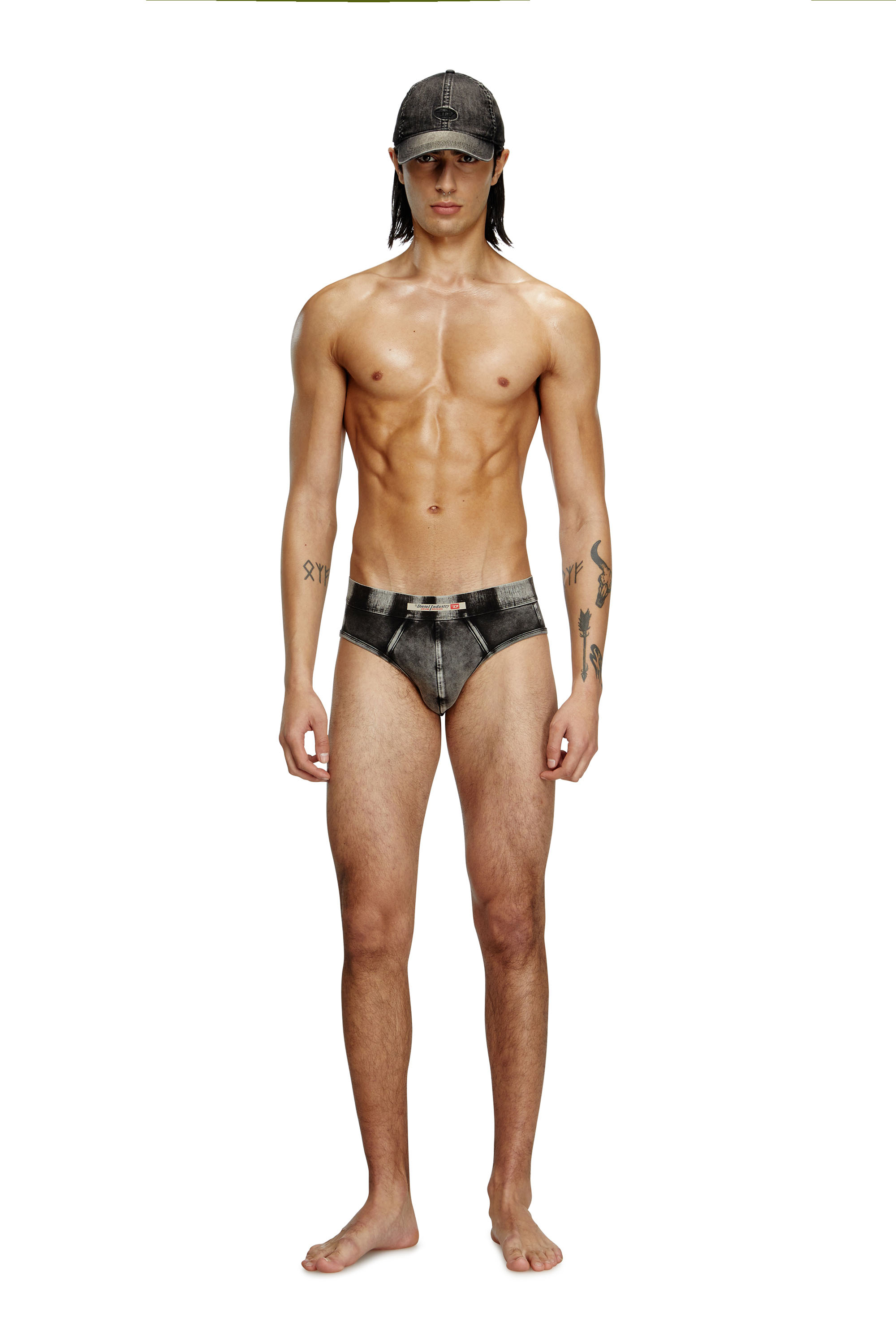 Diesel - ANDRE-DNM, Man's Denim-effect briefs in Black - 1