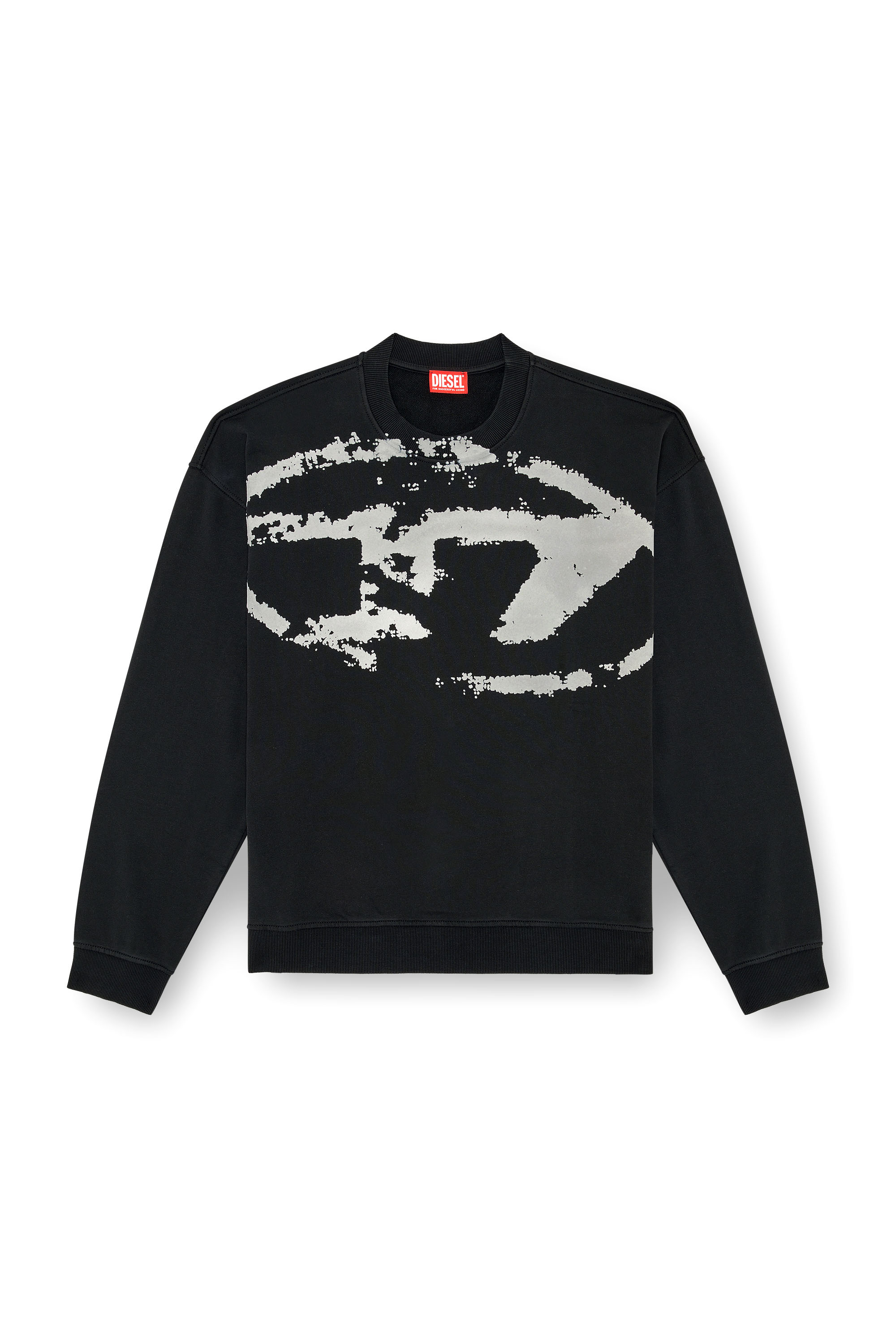 Diesel - S-BOXT-N5, Man Sweatshirt with distressed flocked logo in Black - Image 3