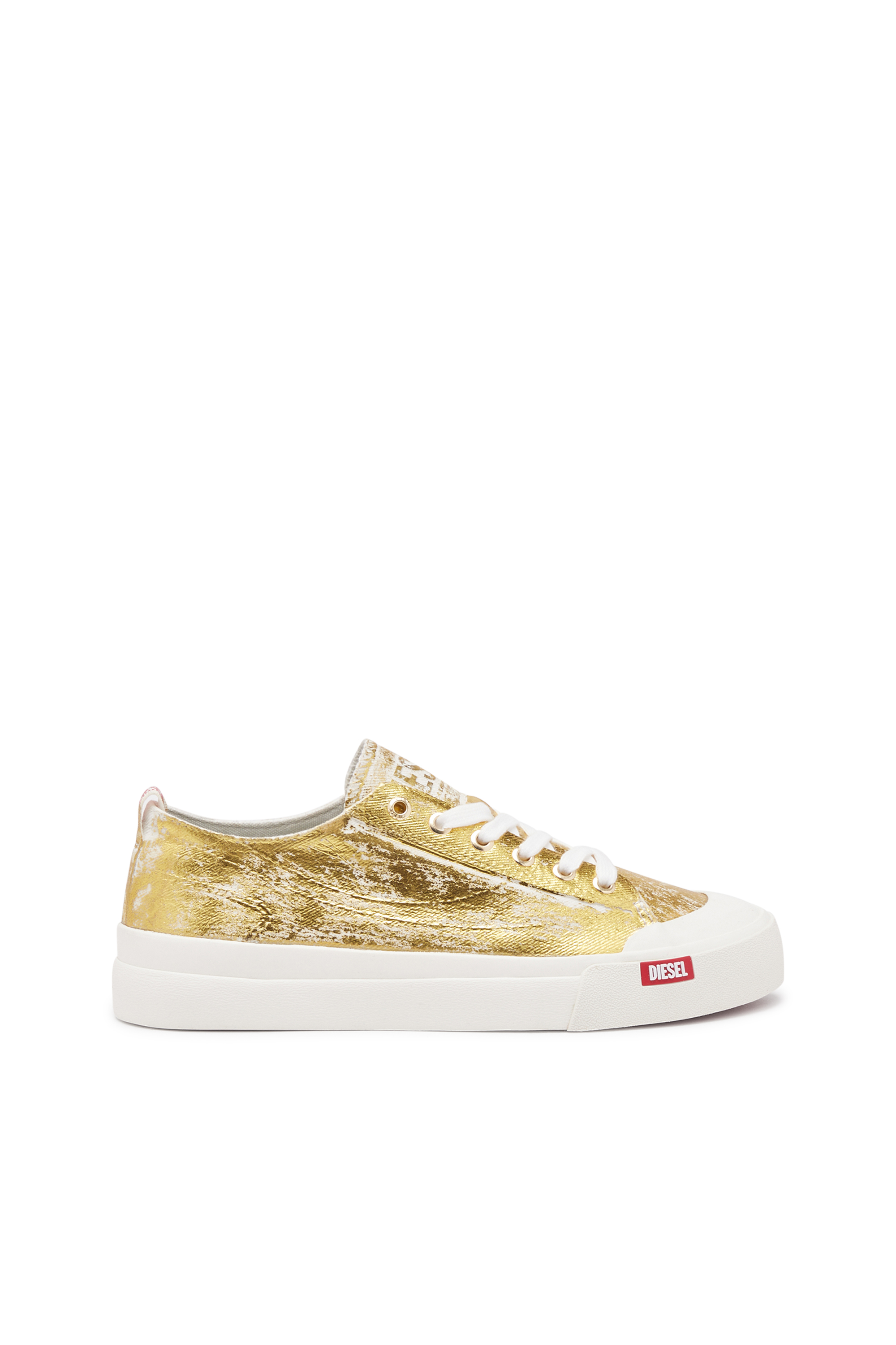 S-Athos Low-Distressed sneakers in metallic canvas
