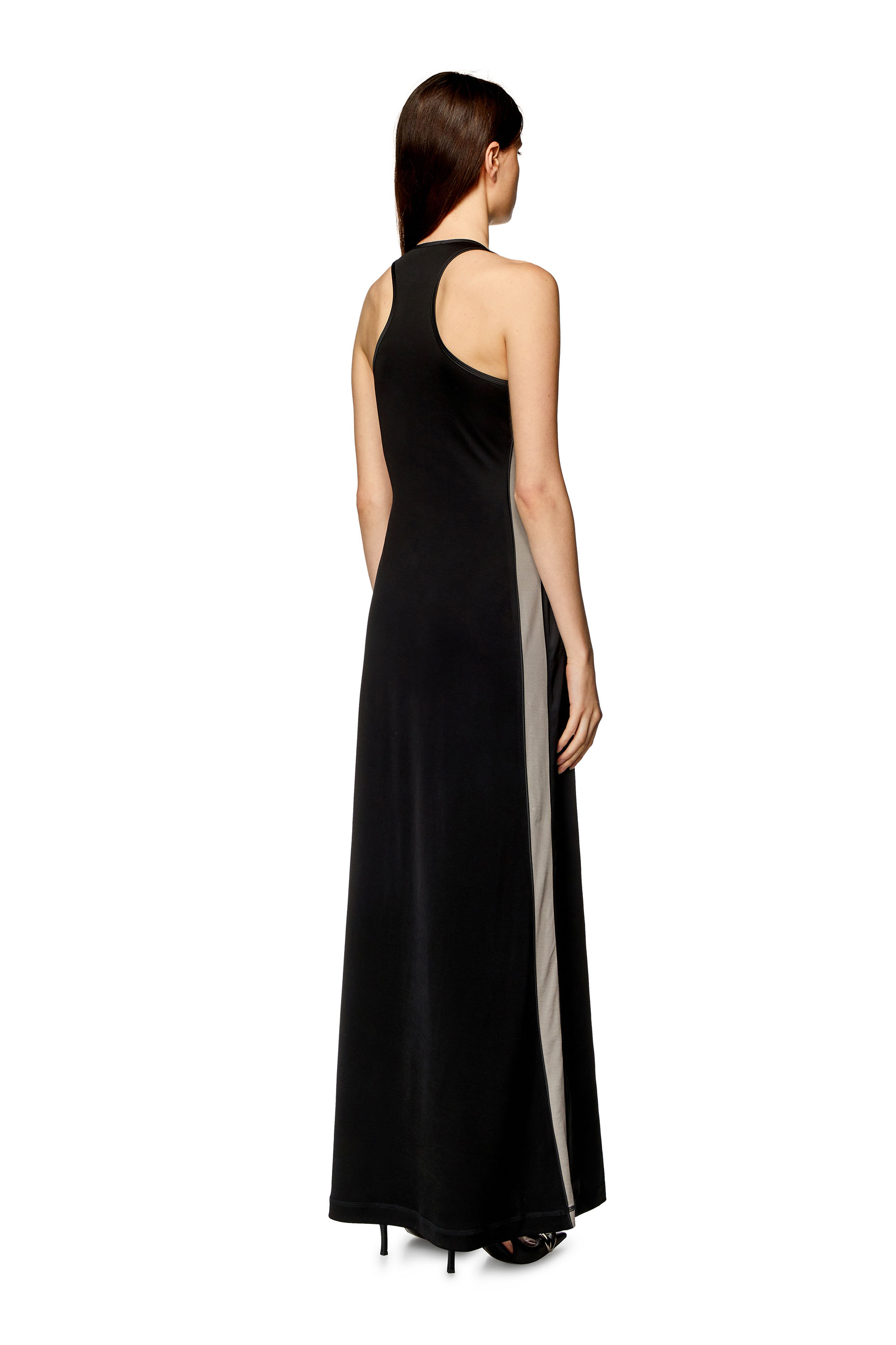 Diesel - D-ARLYN N, Woman's Long dress in stretch satin and jersey in Black - 3