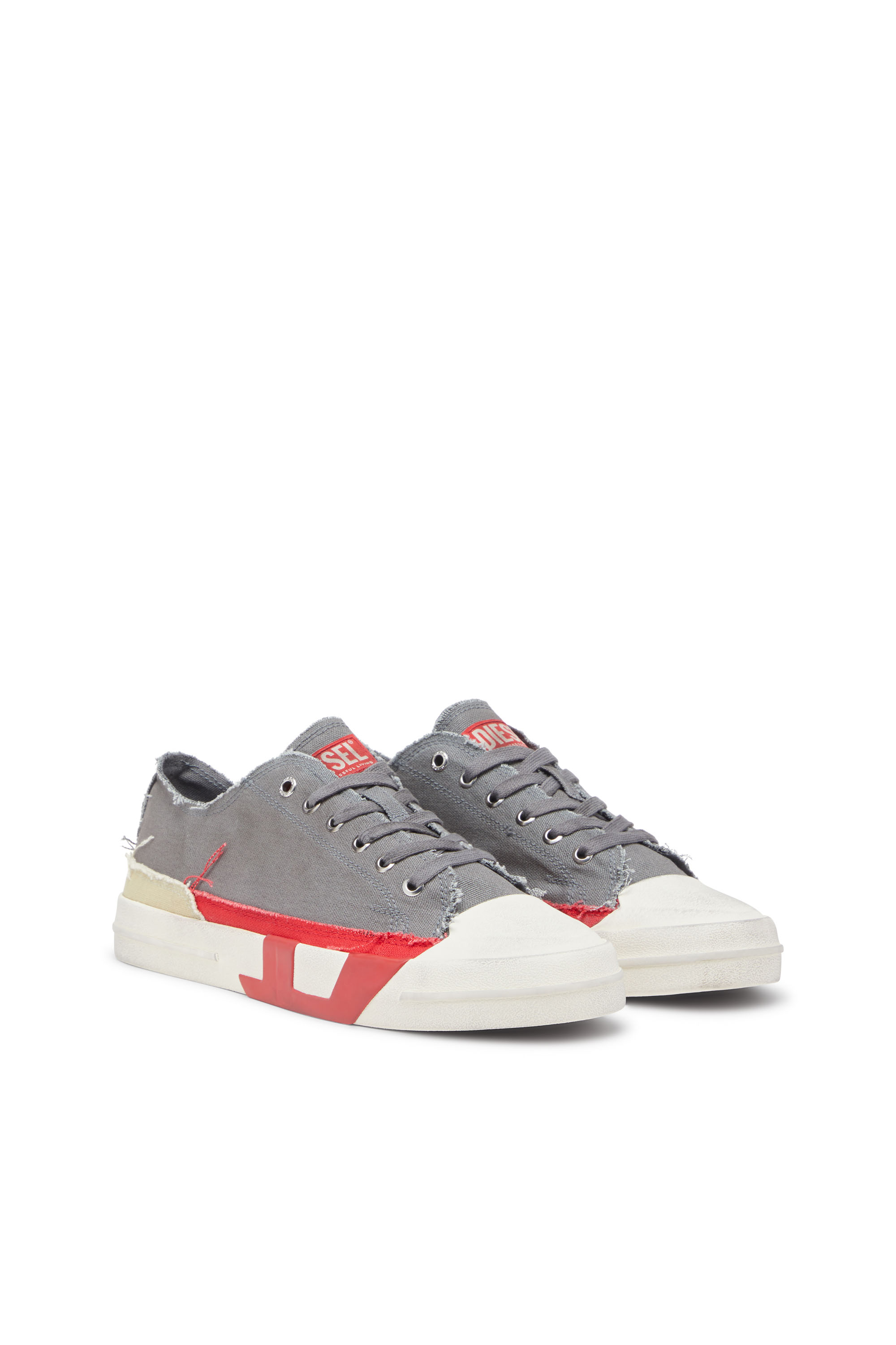 S-D-VERSE LOW, Grey Diesel - S-D-VERSE LOW, Man's S-D-Verse-Dirty-effect canvas sneakers in Grey - 2