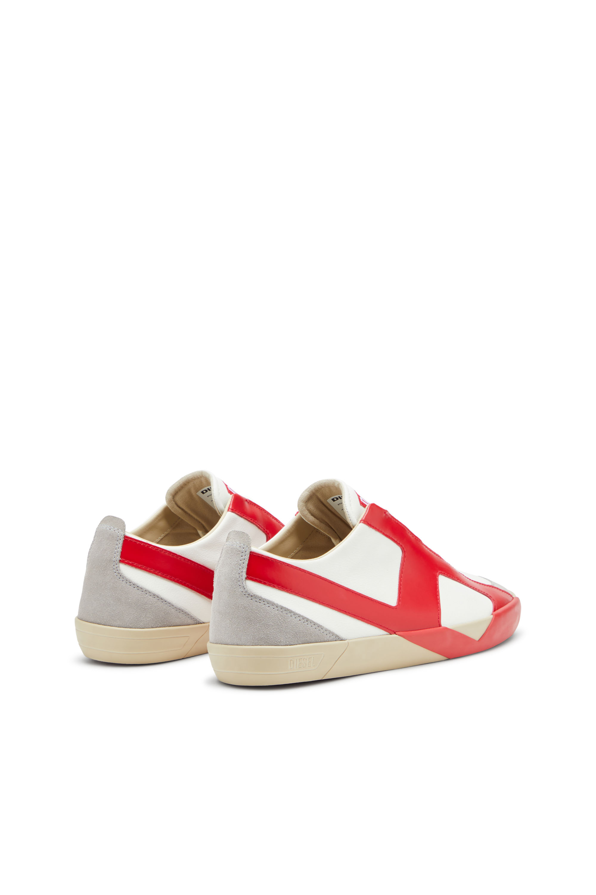 S-SLANTE-D LOW, White/Red Diesel - S-SLANTE-D LOW, Man's S-Slante-D-Sneakers in suede and leather with D logo in White/Red - 3