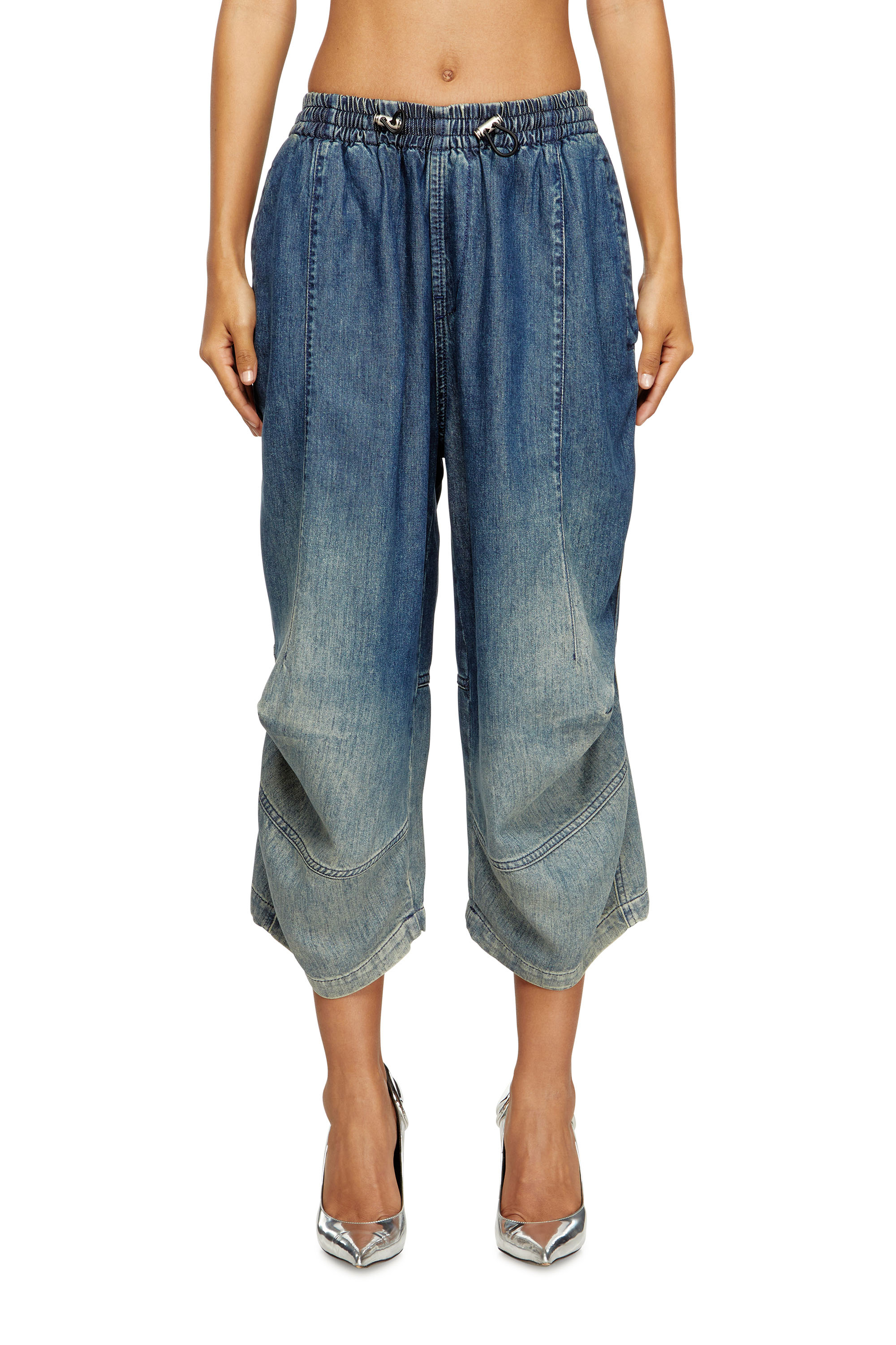 Diesel - D-PARI-SHORT-S, Unisex's Ergonomic shorts in shaded denim in Medium blue - 4