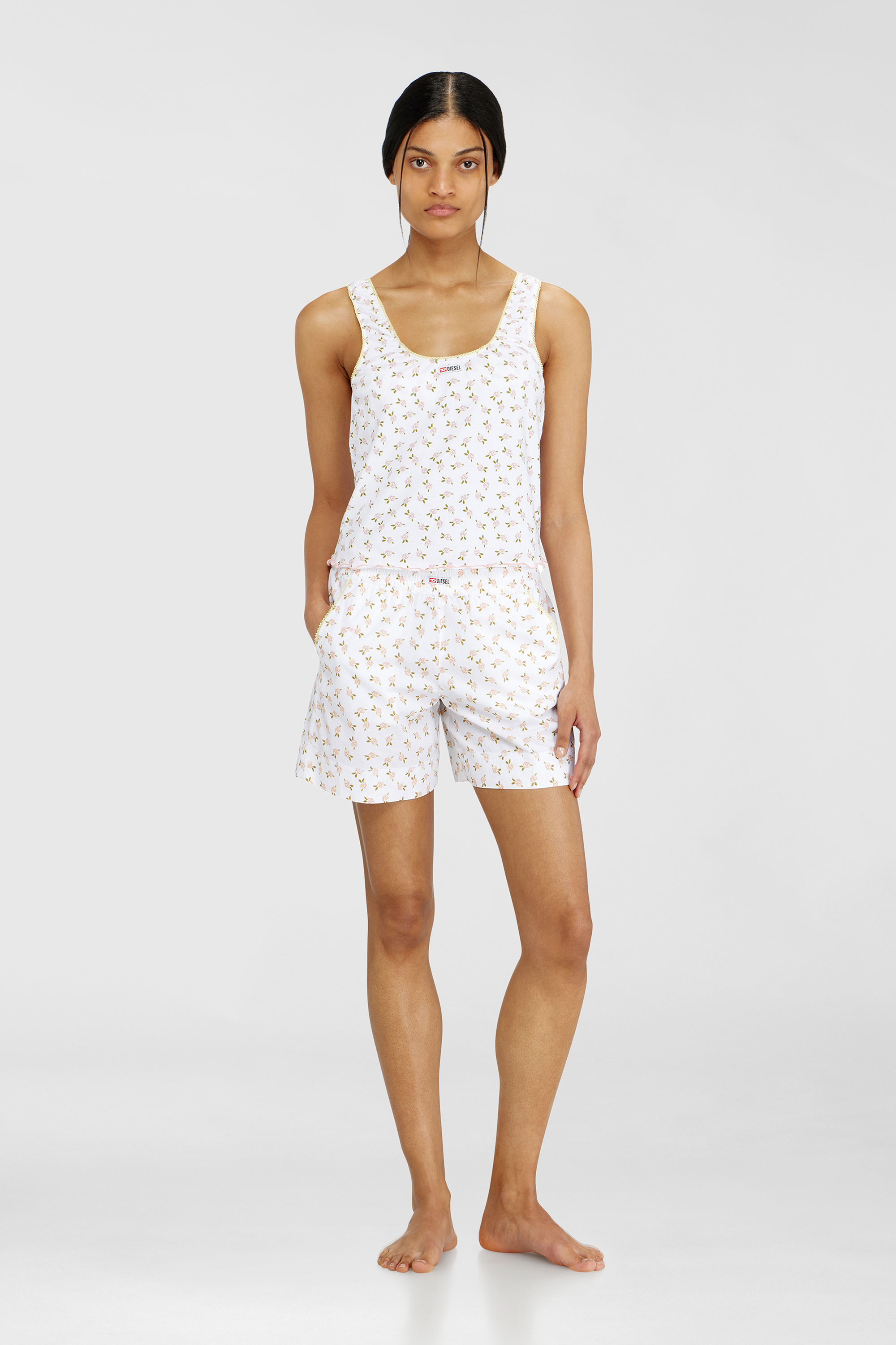 Diesel - GEORGIE-D-CORE, Woman's Stretch cotton top with floral print in White - 1