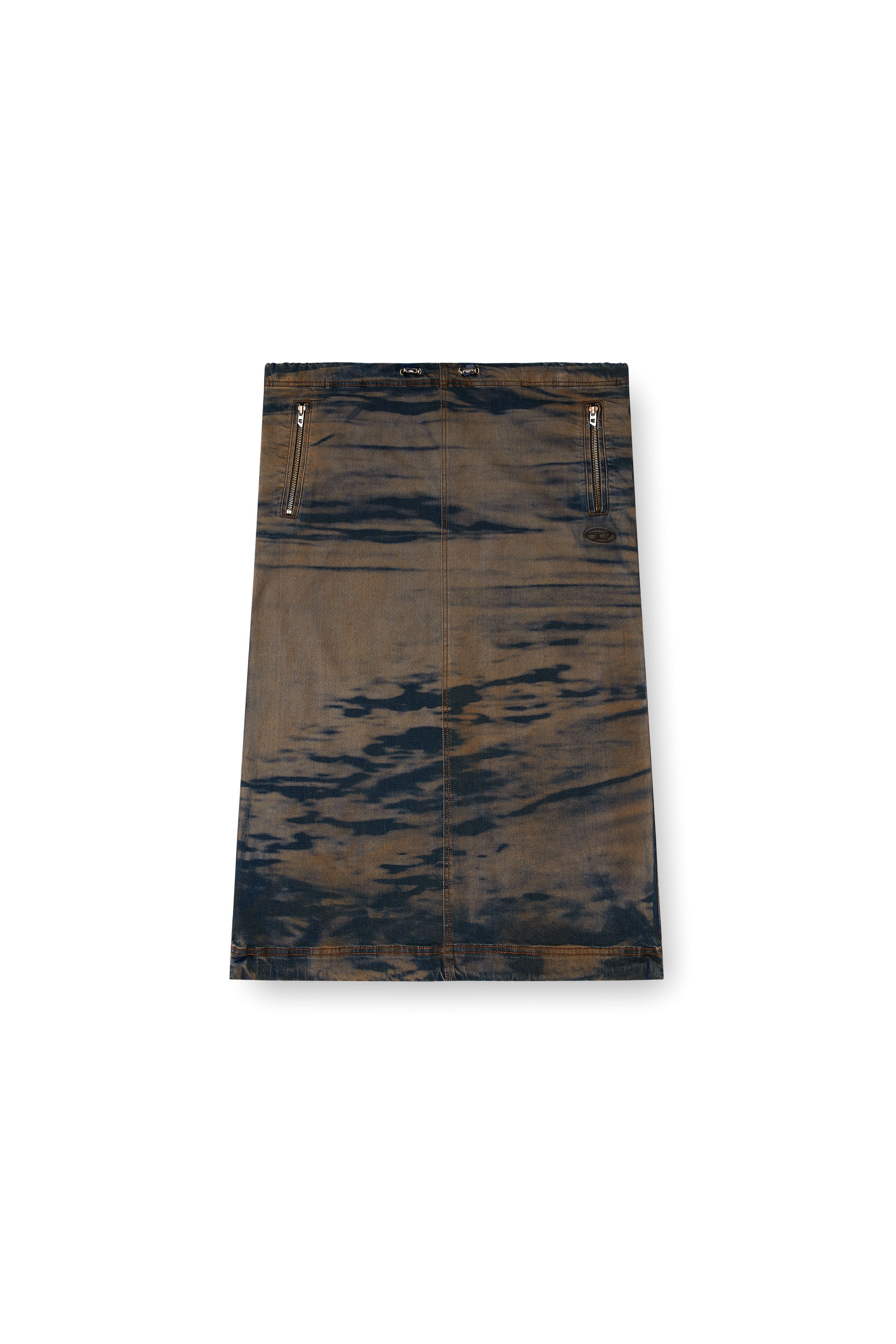 Diesel - O-MIRTOW-DEN, Woman's Midi denim skirt with drawstring in Black/Brown - 2