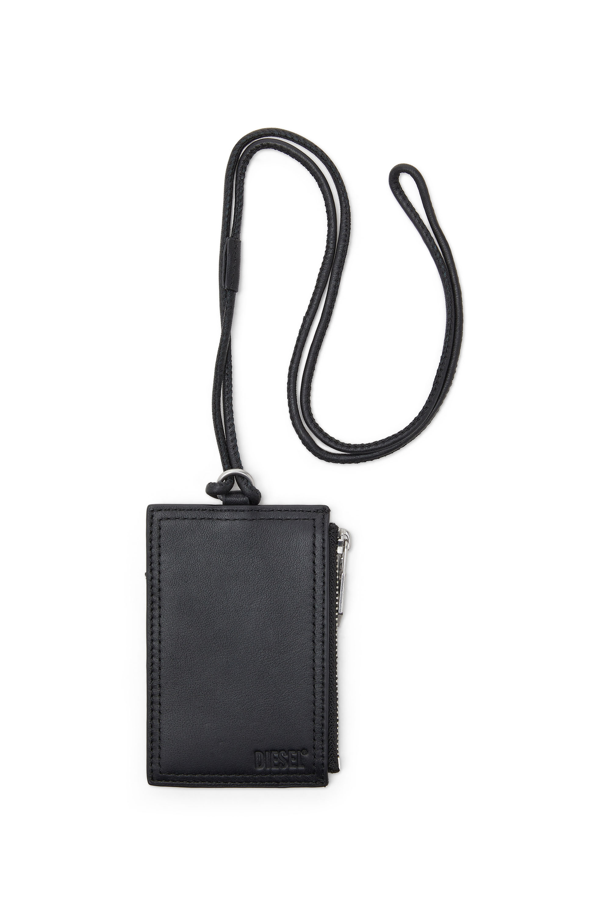 Diesel - MULTI-PKTS BADGE HOLDER, Man's Leather badge holder with zip pocket in Black - 2