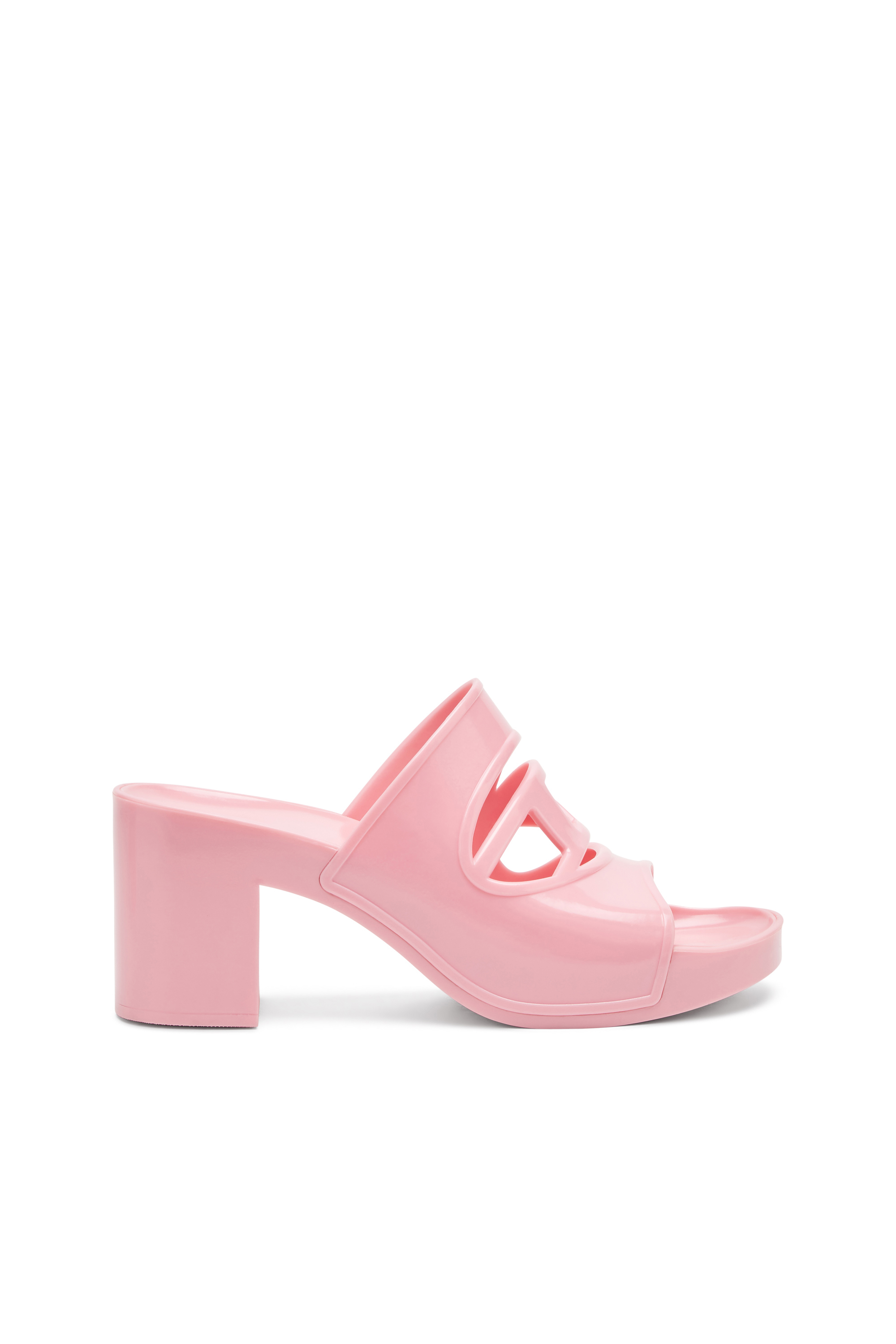 Diesel - SA-BONNIE, Woman's Heeled rubber slides with cut-out logo in Pink - 1