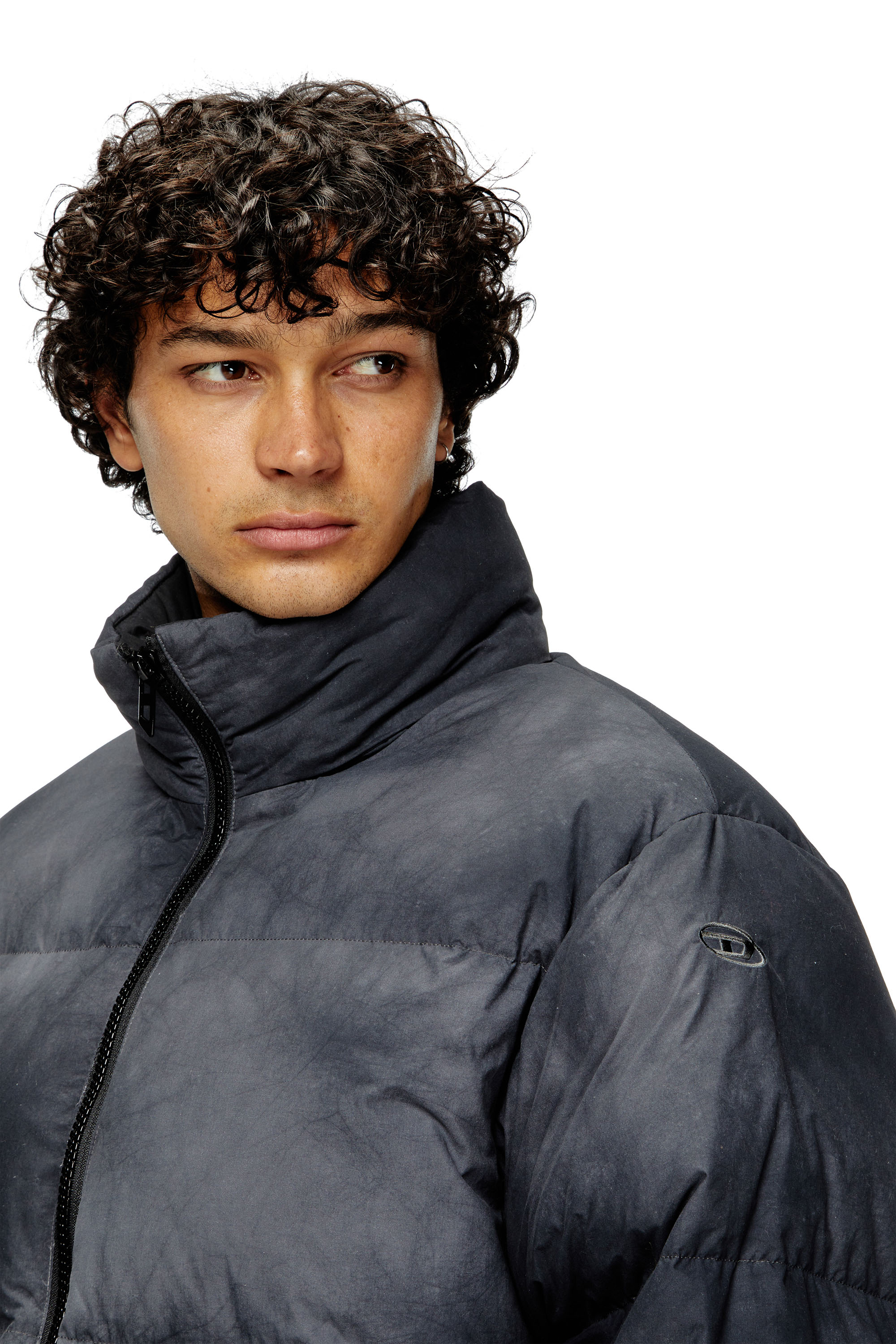 Diesel - W-RAVEEL, Man's Hooded down jacket in patchy nylon in Black - 5