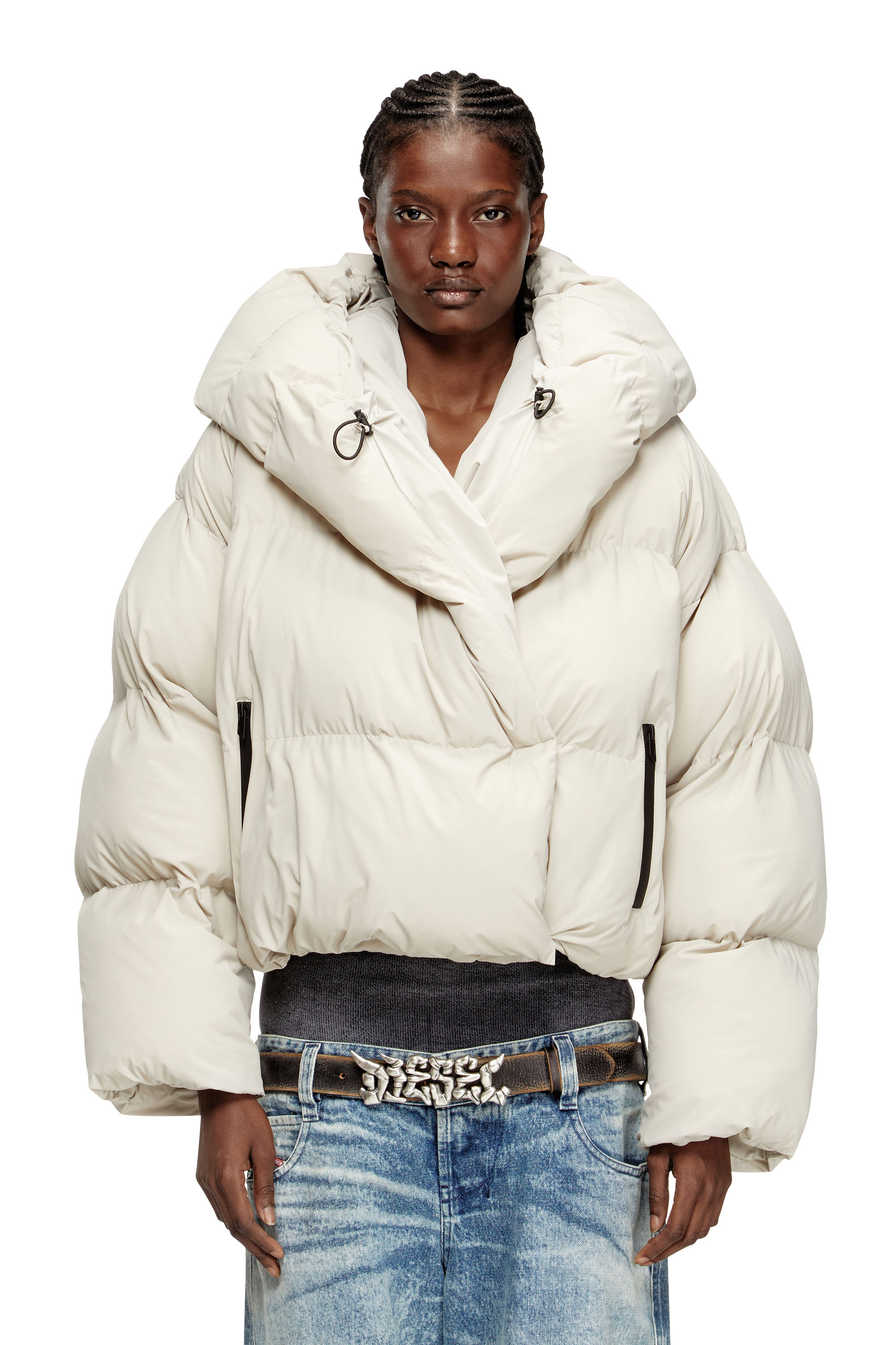 W-ILEY-T1, Beige Diesel - W-ILEY-T1, Woman's Wrap puffer in bi-stretch nylon in Beige - 3