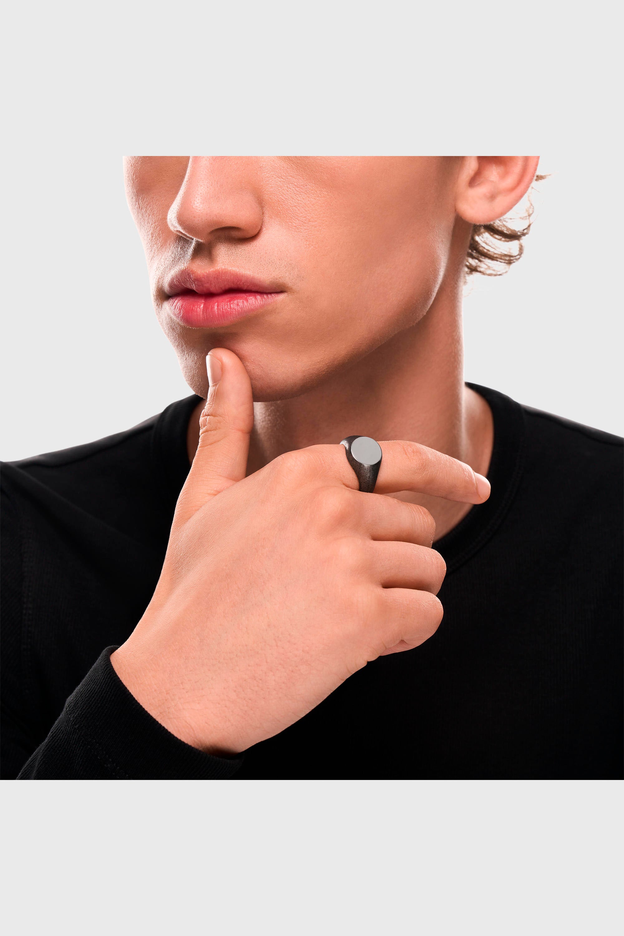Diesel - DX1736040, Unisex's Stainless steel denim texture signet ring in Silver - 4