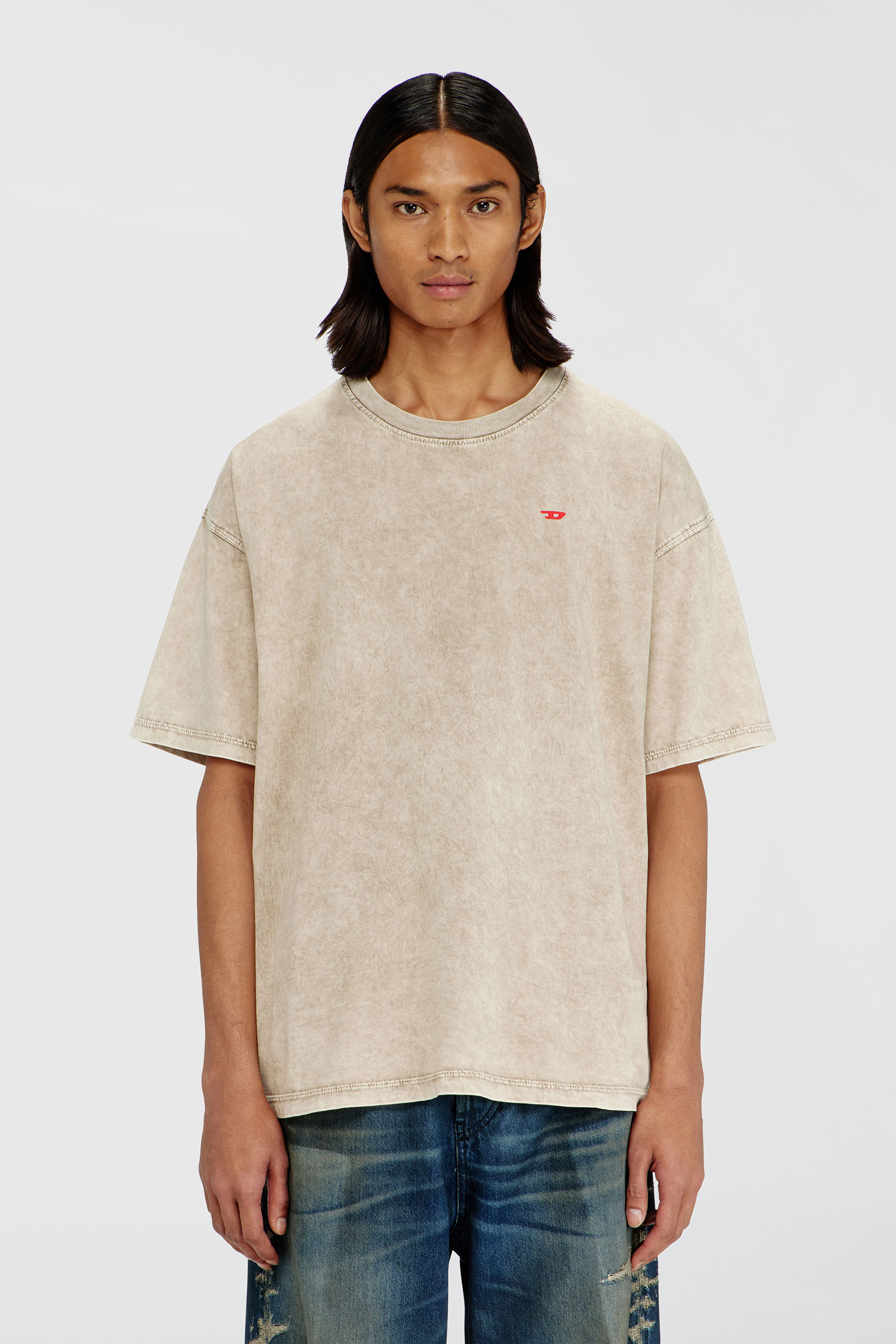 Diesel - T-BOXT-AA14, Man's Cotton T-shirt with treated effect in Beige - 3